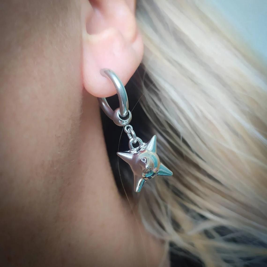 Jewelry × Sterling Silver Vintage Earrings One Pairs Chrome Jewelry Size ONE SIZE - 4 Thumbnail