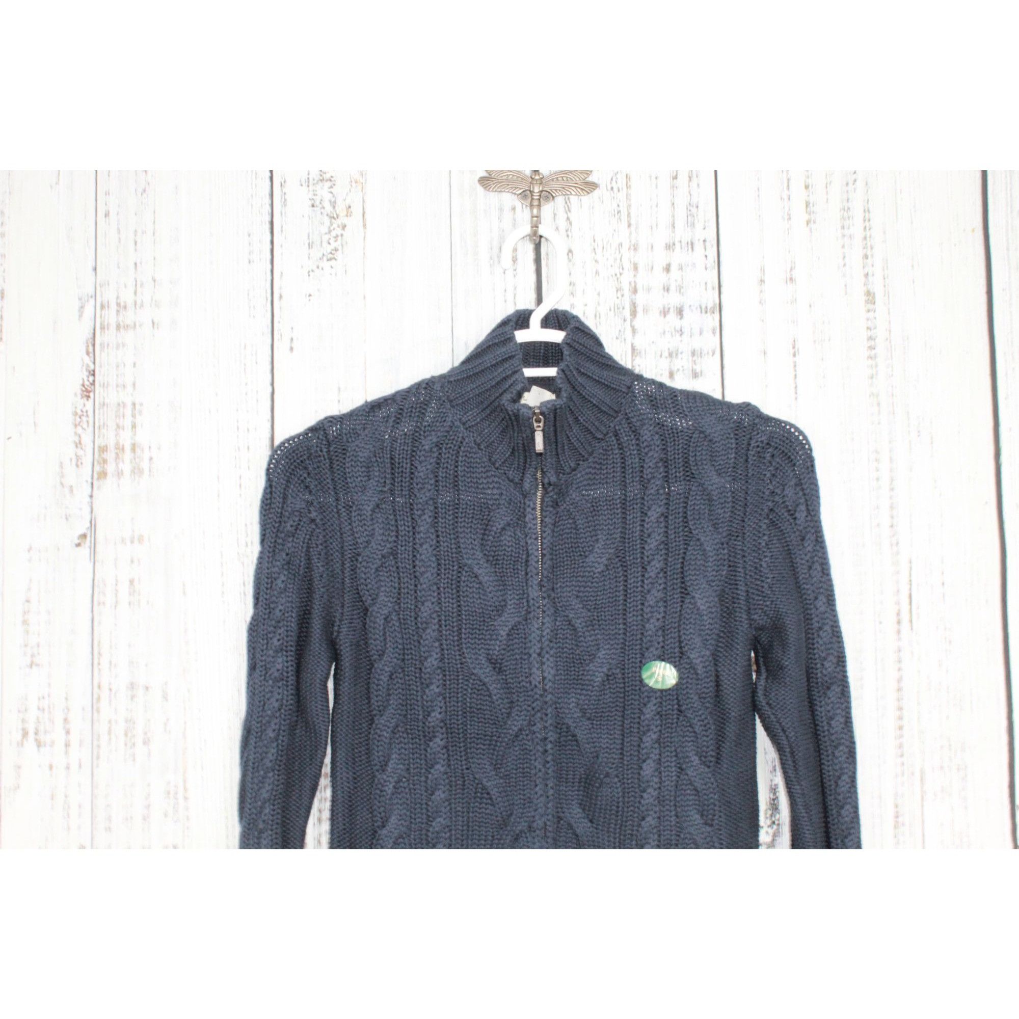 L.L. Bean LL Bean Women's Double L Cable Sweater Zip Cardigan Blue Siz Size S / US 4 / IT 40 - 2 Thumbnail