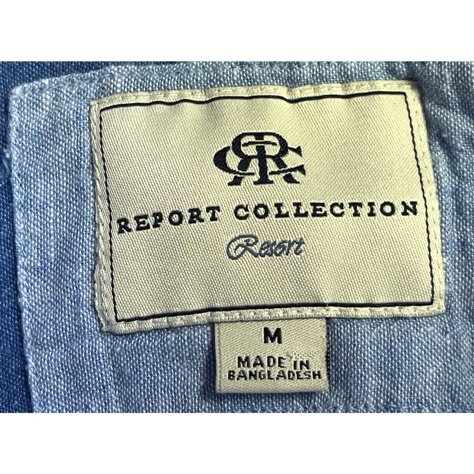 Vintage Report Collection Linen Button up Shirt Blue Mens Size Medium Size US M / EU 48-50 / 2 - 6 Thumbnail