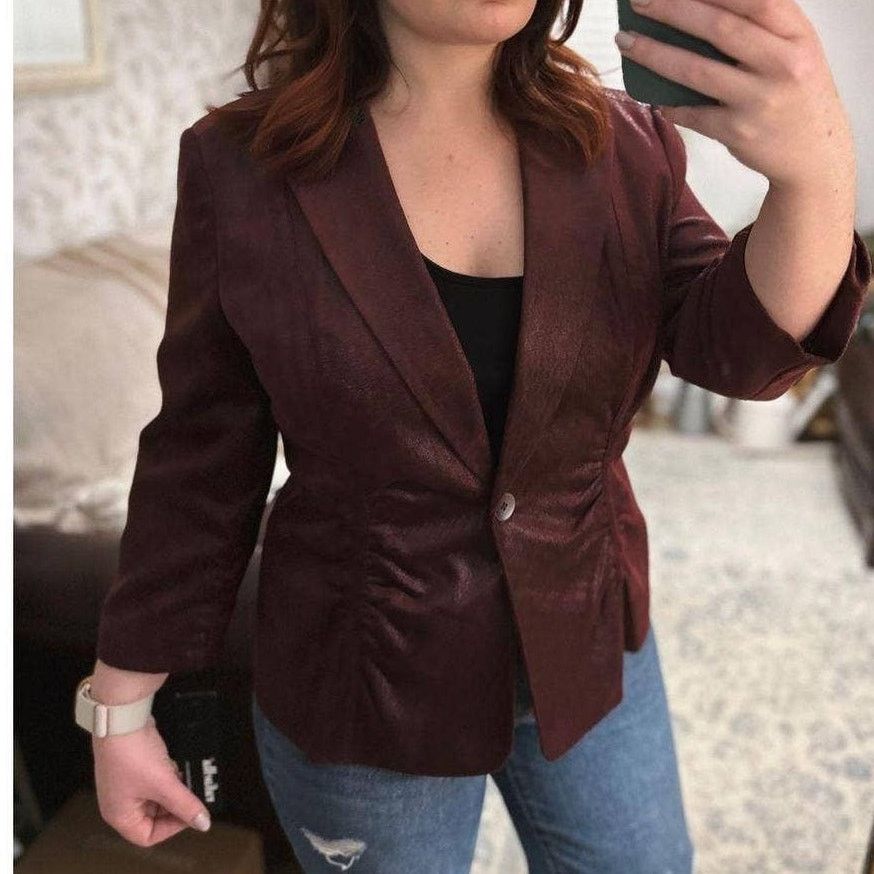 Other Rafaella Shimmer Blazer Jacket Ruched 6 Animal Print Lined Size S / US 4 / IT 40 - 1 Thumbnail