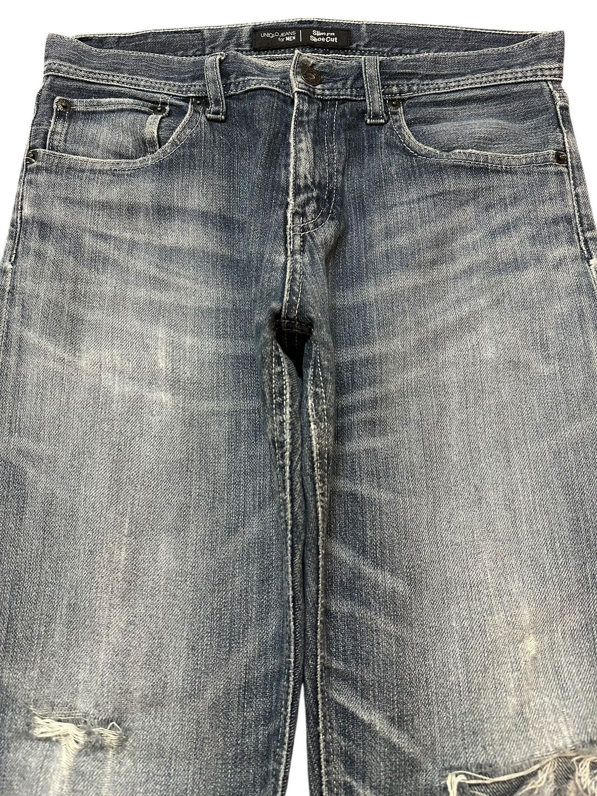 Evisu Vintage Japanese Uniqlo Blue Faded Wash Distress Style Jeans Size US 30 / EU 46 - 3 Thumbnail