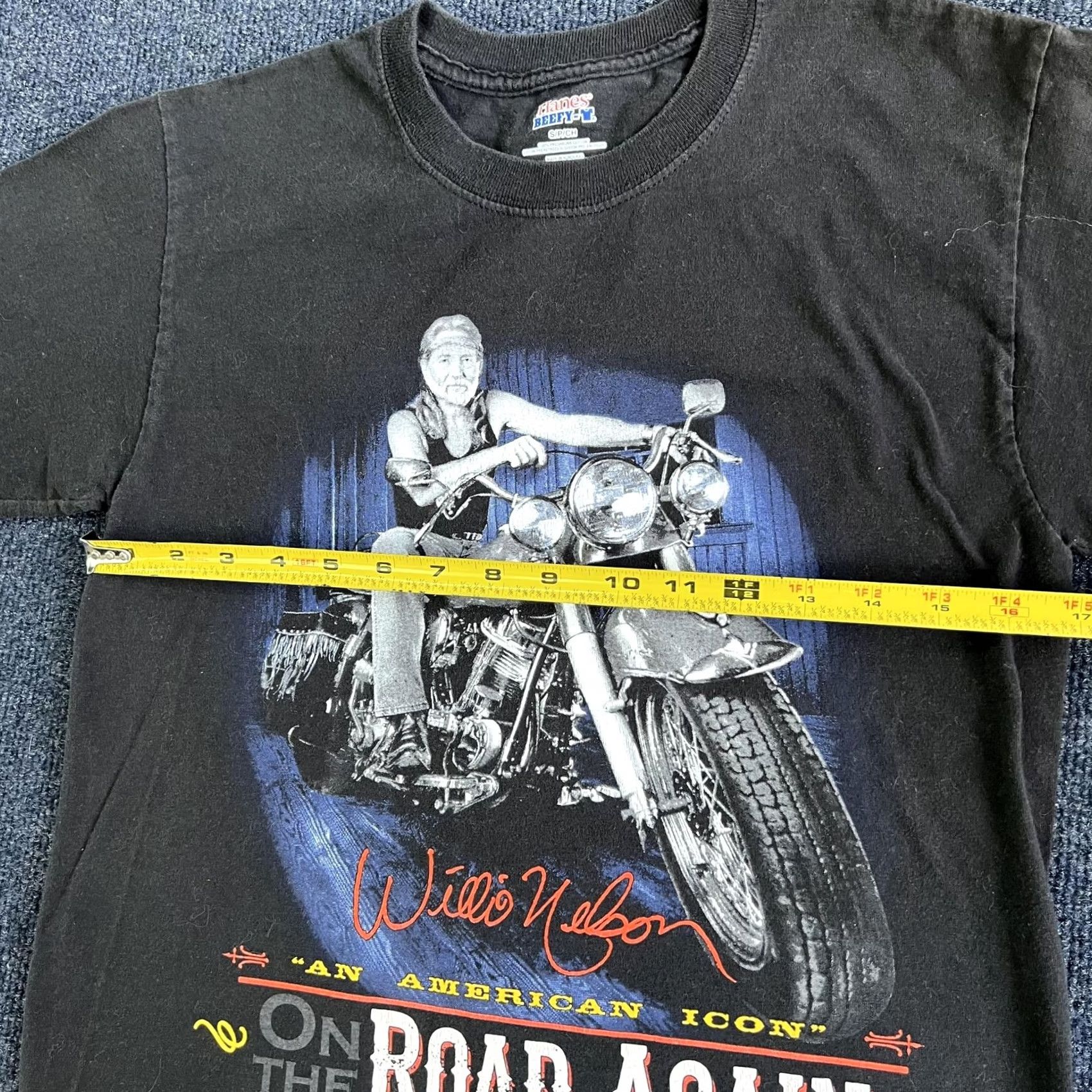 Hanes Willie Nelson Shirt Mens Small Black On The Road Again Motorcycle Tee T-Shirt Size US S / EU 44-46 / 1 - 6 Thumbnail