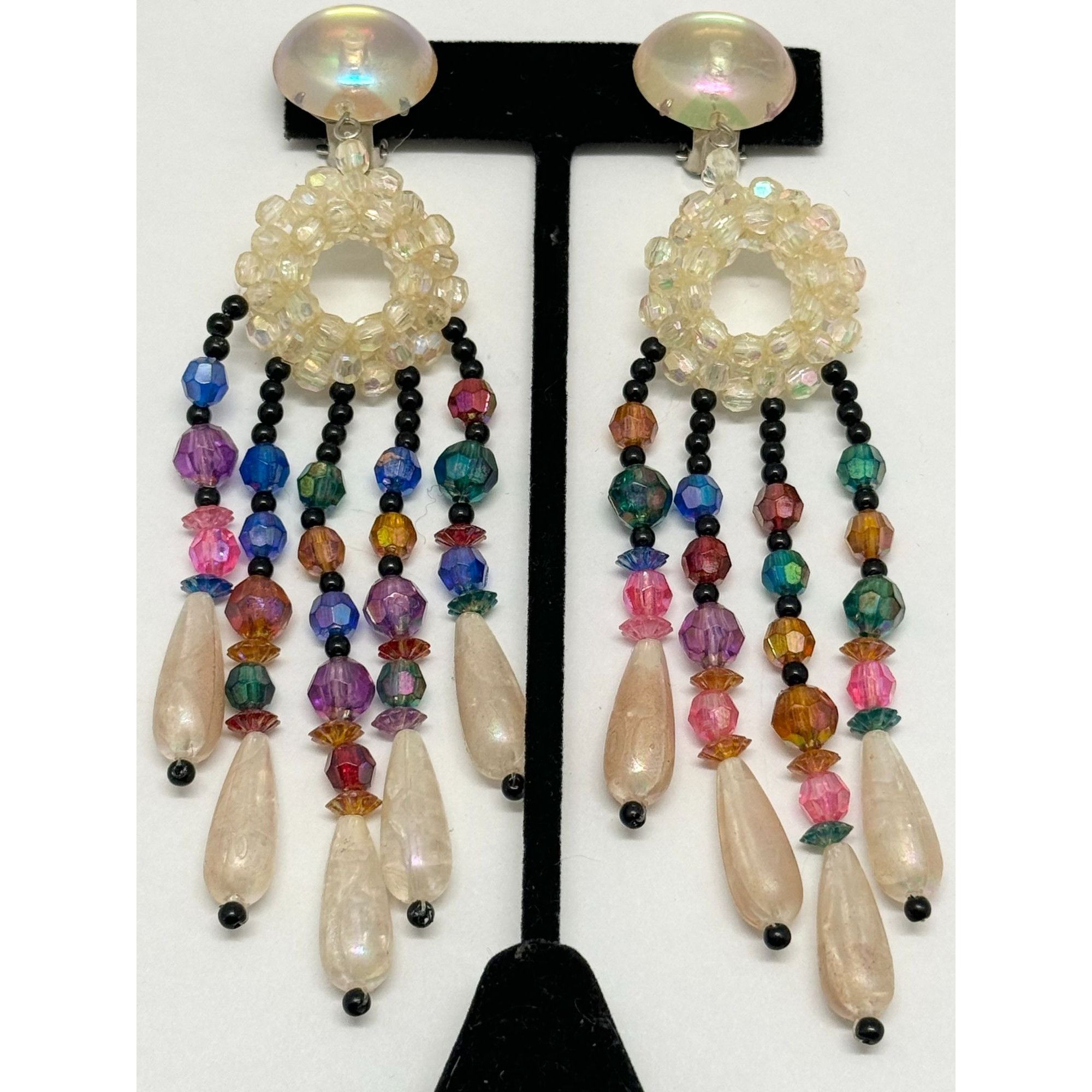 Vintage Vintage beaded crystal tassel earrings Size ONE SIZE - 1 Thumbnail