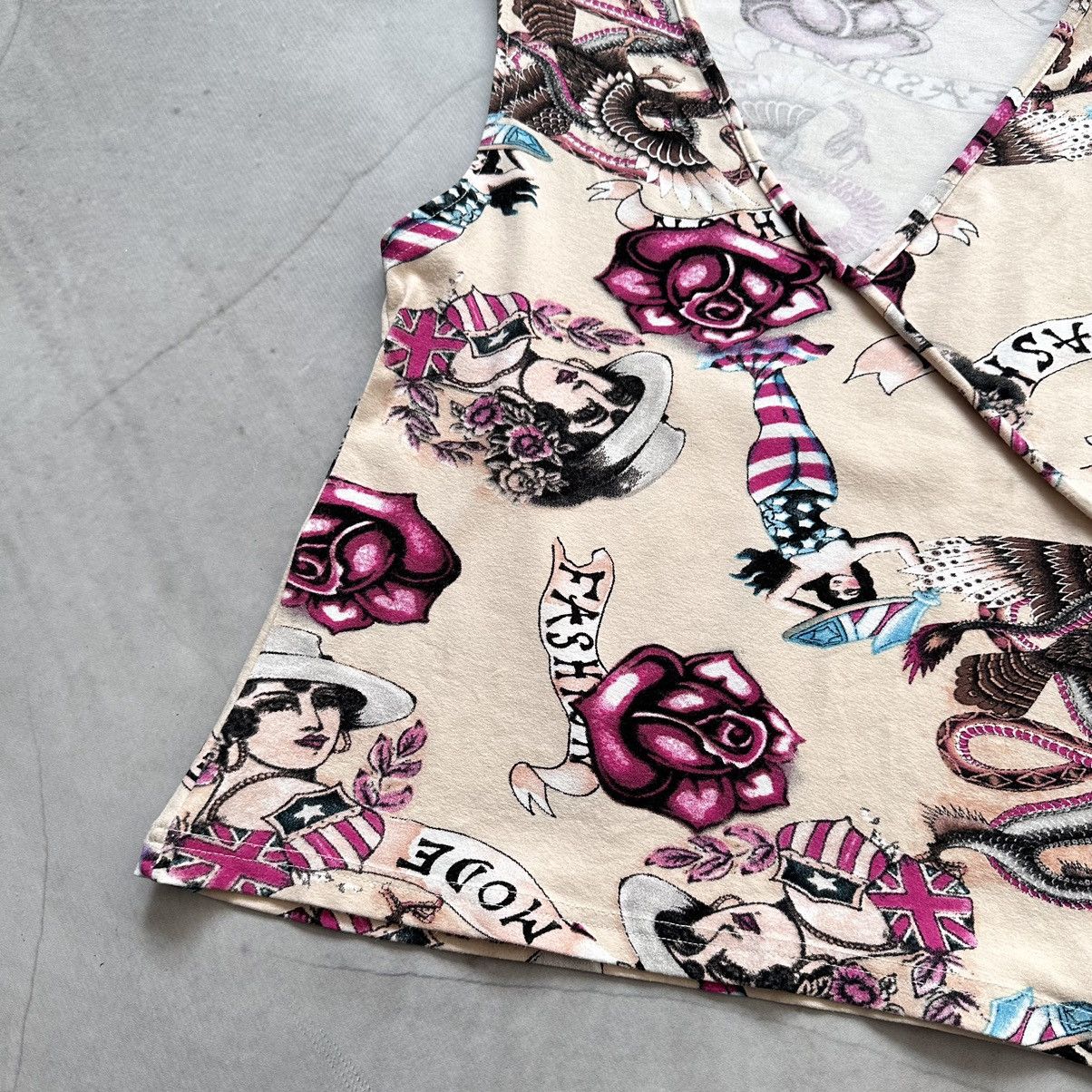 Cop Copine × Ed Hardy × Hysteric Glamour Cute Tattoo Tank Top Vintage Hysteric Glamour Vibe Y2K Size M / US 6-8 / IT 42-44 - 4 Thumbnail