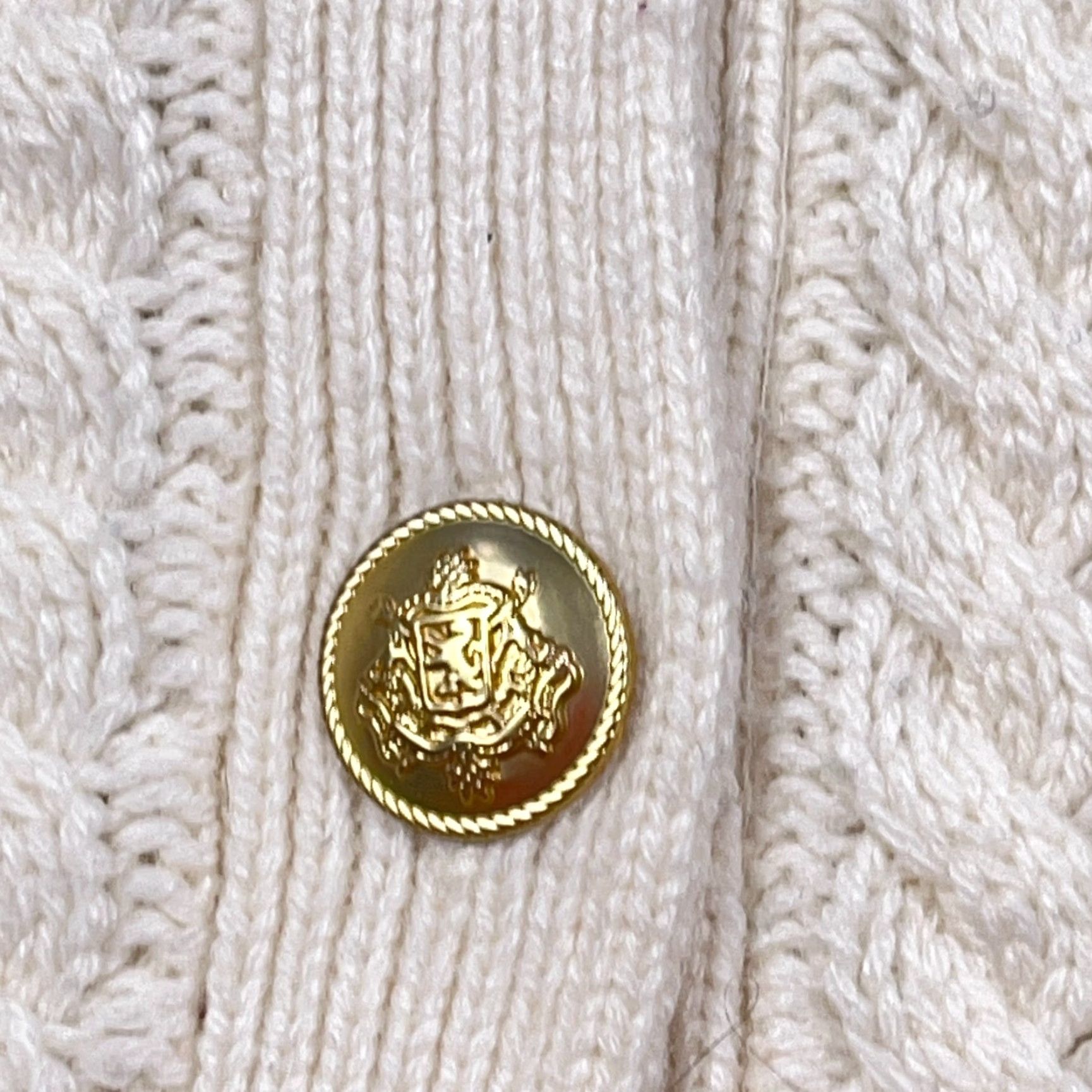 J.Crew J. Crew Cardigan Sweater Women 2X Ivory Cable Knit Wool Blend Gold Buttons Rib Knit Lightweight/All Seasons Size XXL / US 16-18 / IT 52-54 - 4 Thumbnail