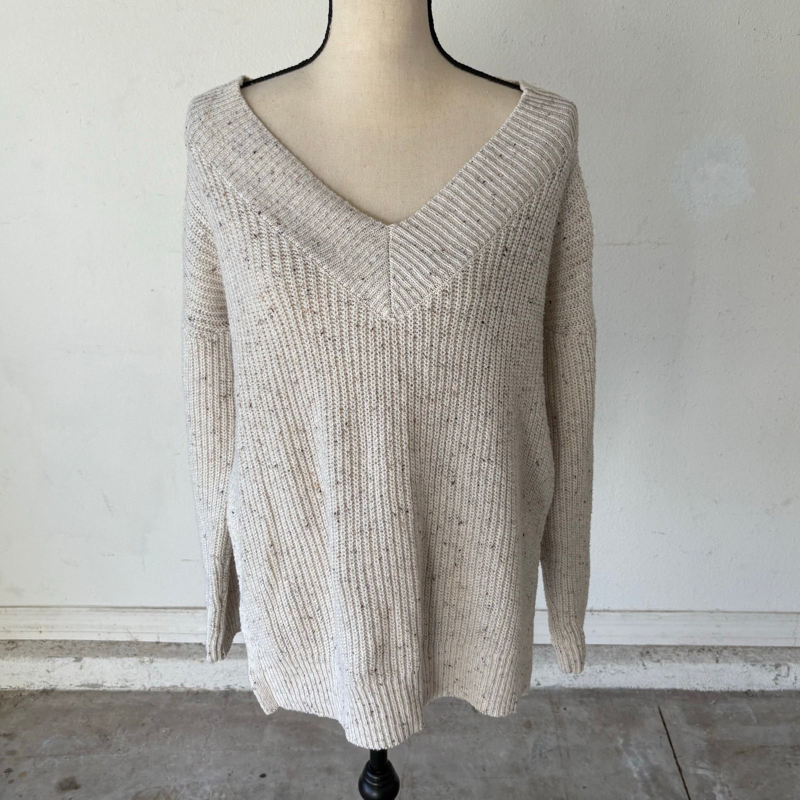 Faded Glory Faded Glory Cotton Women’s V-Neck Slit Sweater Size M / US 6-8 / IT 42-44 - 6 Thumbnail