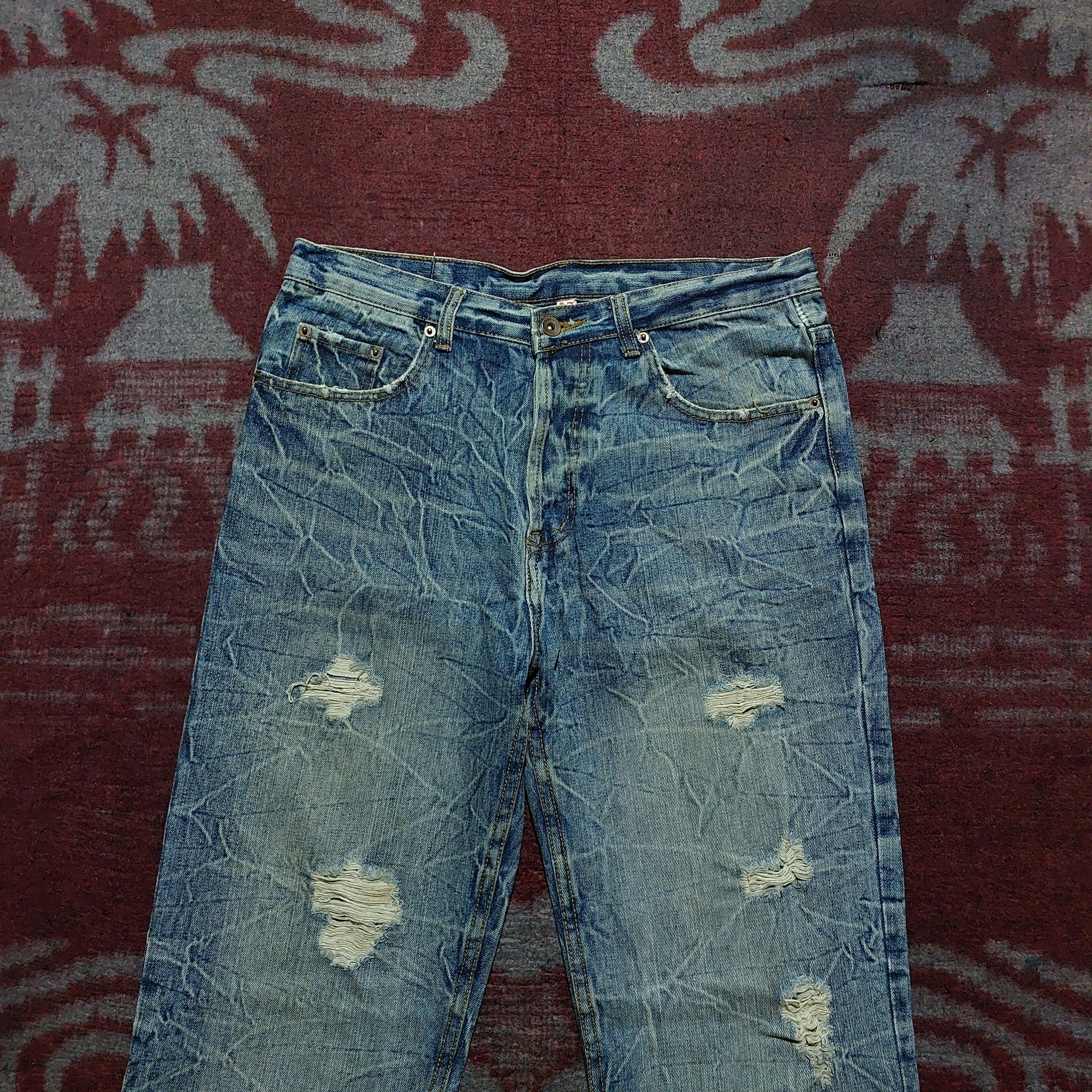 Tornado Mart Edge Rupert feather tendon pattern distressed denim Size US 32 / EU 48 - 3 Thumbnail