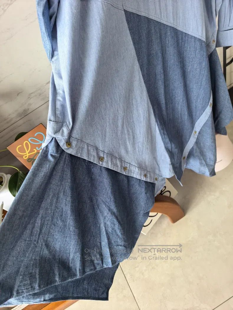 Loewe Loewe Denim Shirt Dress with Full Logo on Back Size XXS / US 00 / IT 34 - 9 Thumbnail