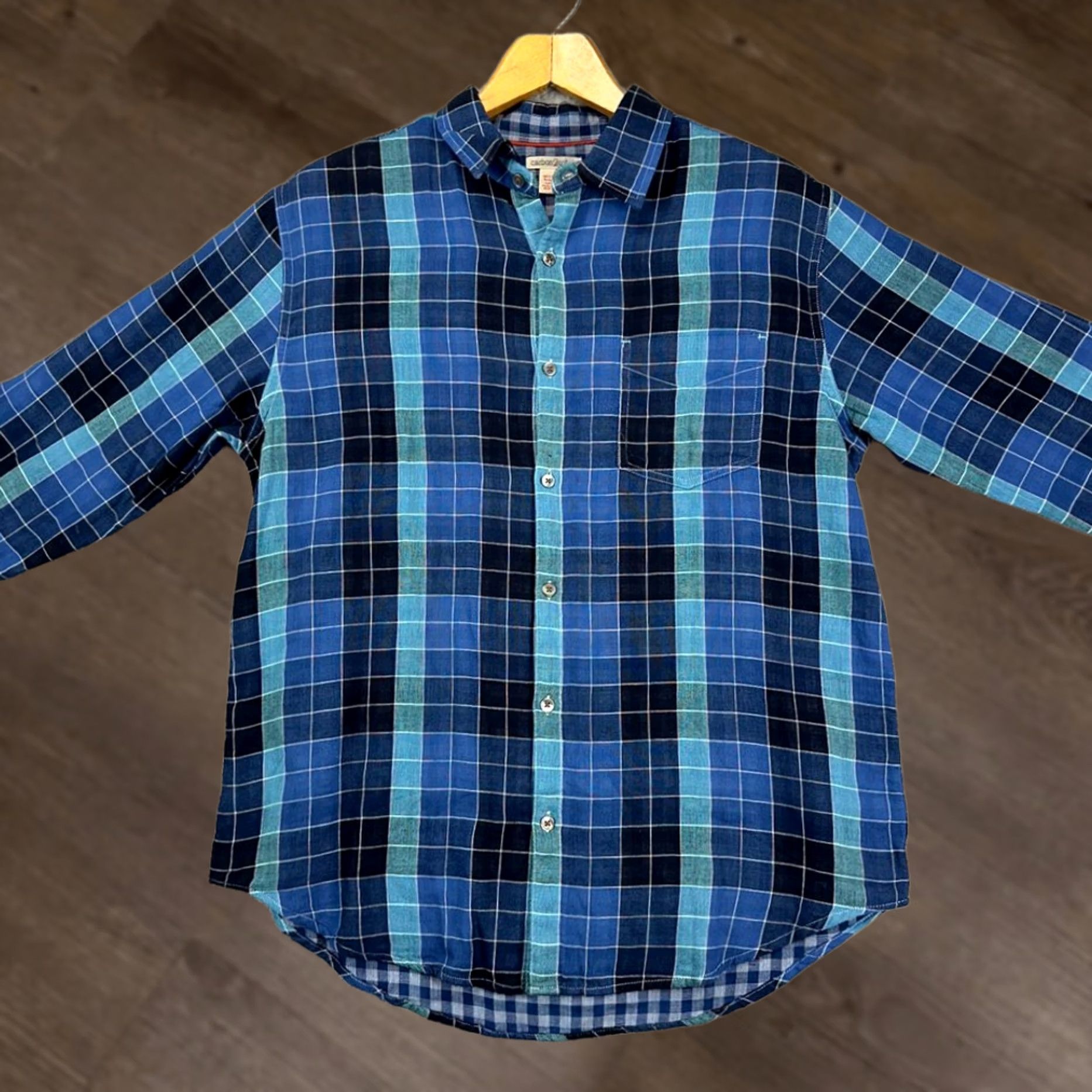 Carbon2Cobalt VINTAGE? No. Carbon 2 Cobalt Flannel Shirt Mens Adult Medium Blue Grid Check Button-Up Pockets Cotton Long Sleeve Collar Shirt Men Size US M / EU 48-50 / 2 - 1 Thumbnail