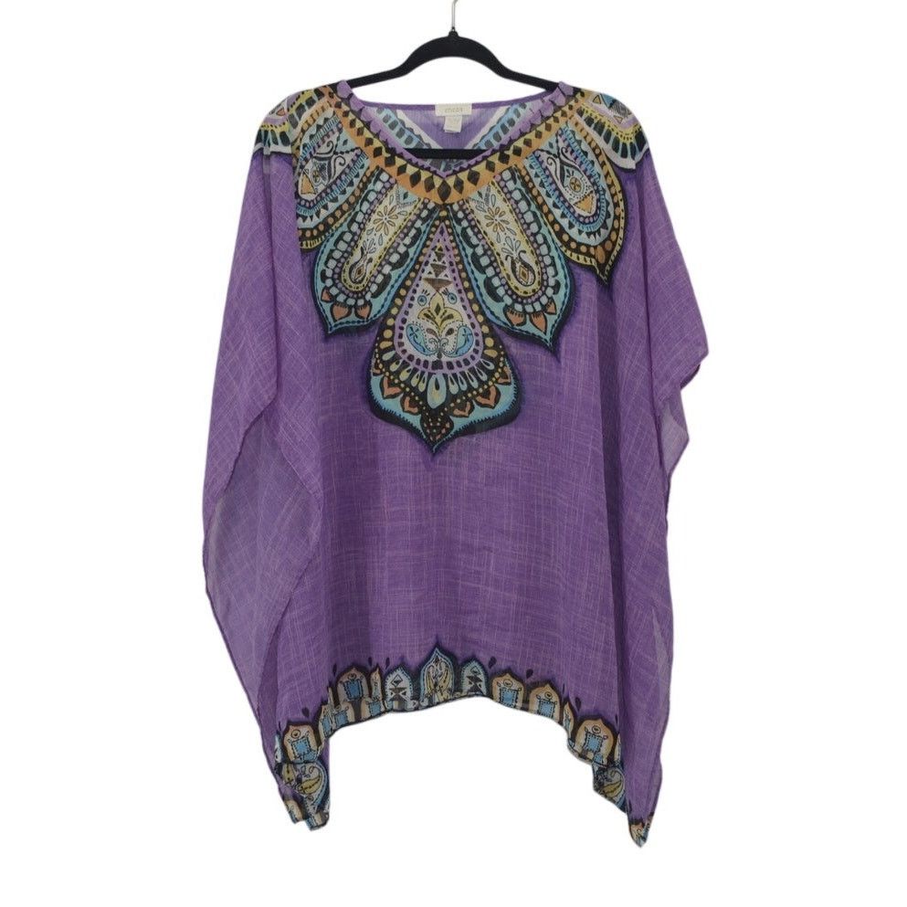 Chicos Chico's Small Medium Purple Sheer Blouse Boho Up Top Size S / US 4 / IT 40 - 1 Thumbnail