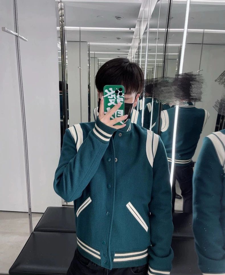 Saint Laurent Paris Saint Laurent Classic Green Baseball Jacket Size US L / EU 52-54 / 3 - 6 Thumbnail