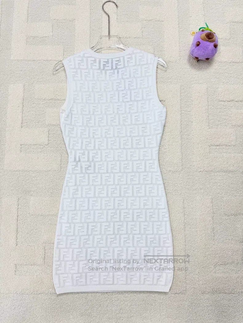 Fendi Fendi White Double F Monogram Logo Knit Dress Size XS / US 0-2 / IT 36-38 - 2 Thumbnail