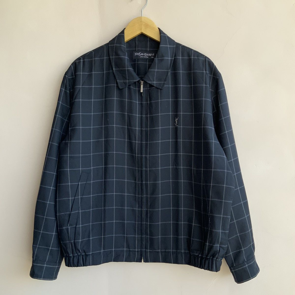 image of Archival Clothing x YSL Pour Homme Vintage YSL Plaid Tartan Jacket in Black, Men's (Size XL)
