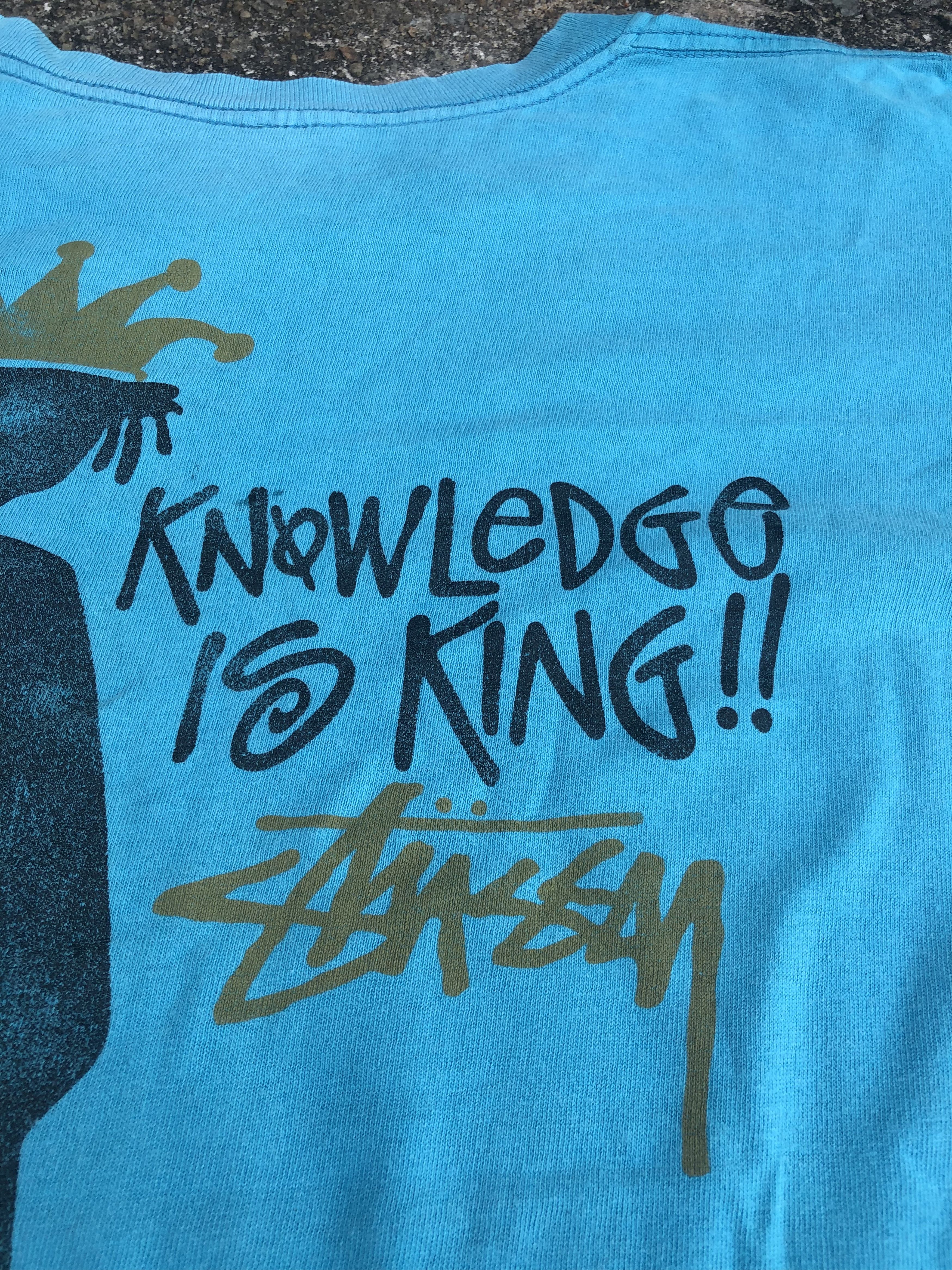 Vintage 🔥Vtg 90s OG STUSSY 'Knowledge is King' T-Shirt Distressed Size US XL / EU 56 / 4 - 7 Thumbnail
