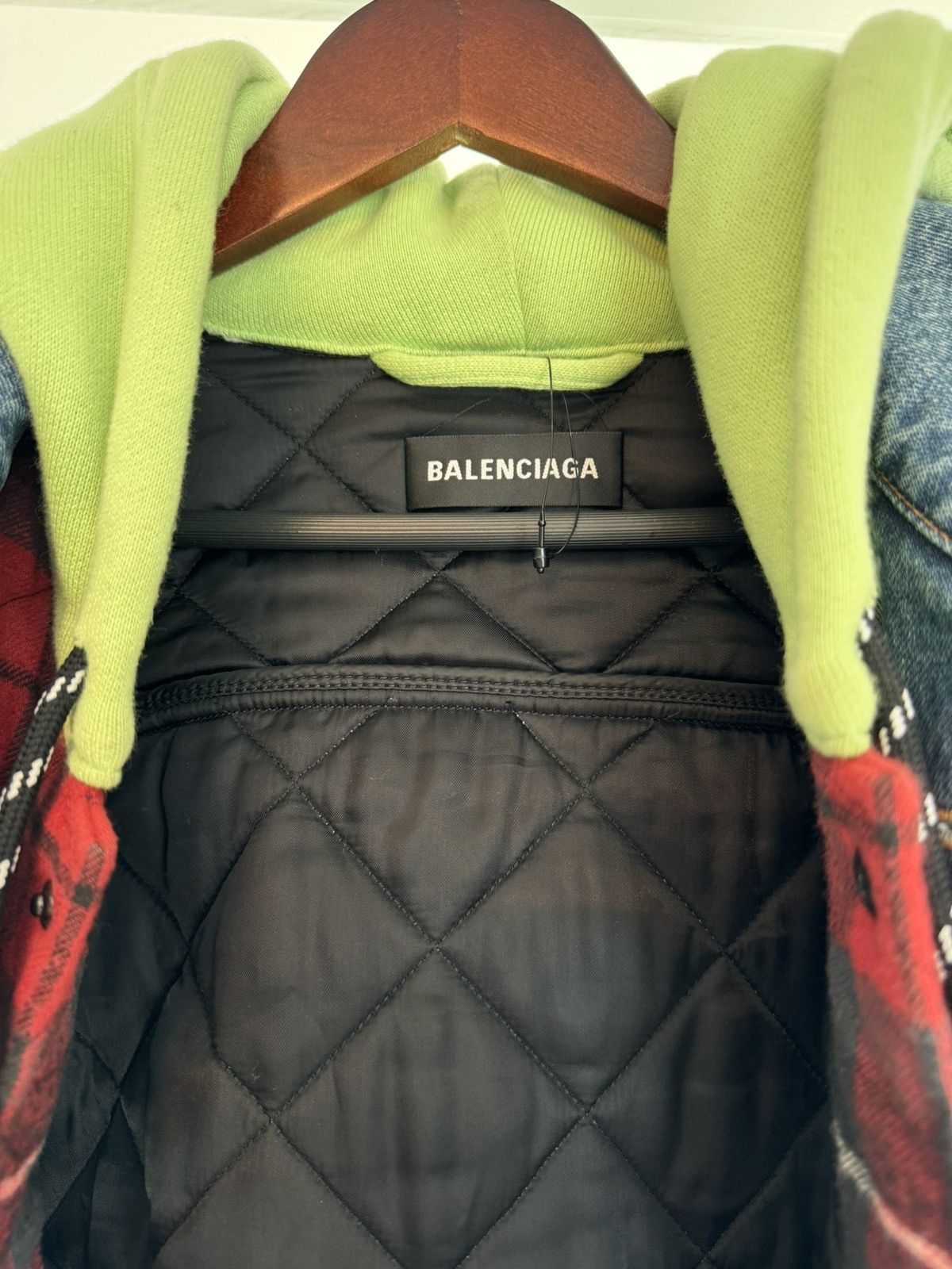 Balenciaga FW 18 Gilet Denim Layer 2 in 1 Plaid Quilted Hood Jacket Size US M / EU 48-50 / 2 - 10 Thumbnail