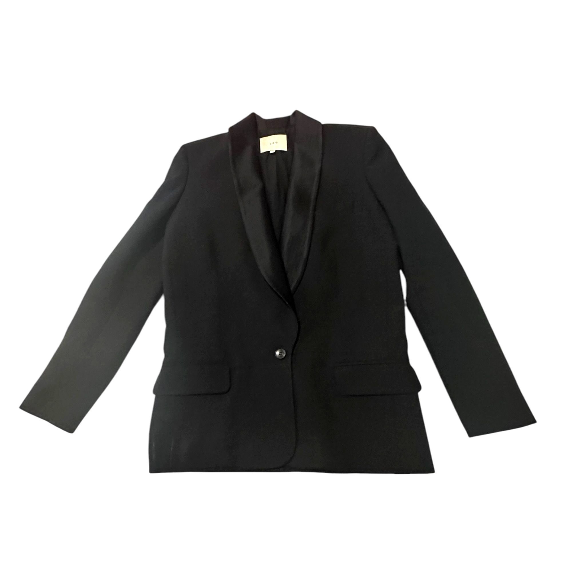 Iro Iro Alix Black Wool Blazer with pin stripe satin collar. 38E Size S / US 4 / IT 40 - 4 Thumbnail