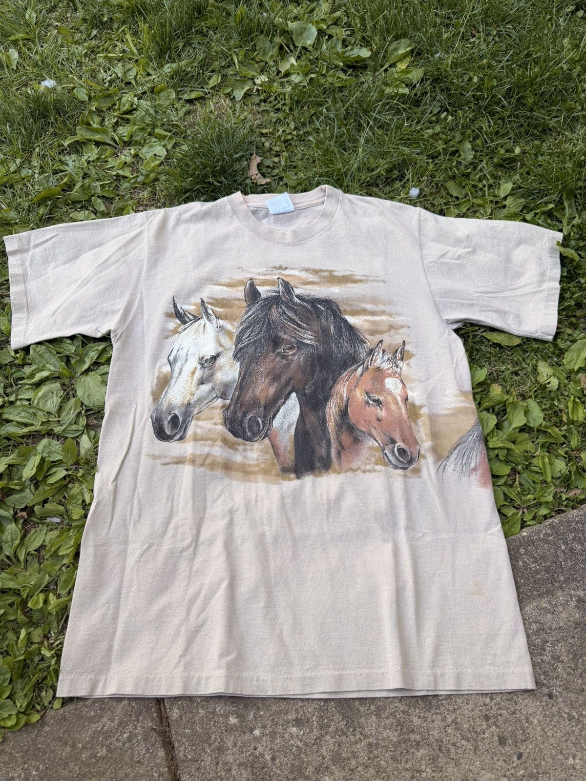 Vintage VTG Horse Tee Single Stitch Size Large Size US L / EU 52-54 / 3 - 1 Thumbnail