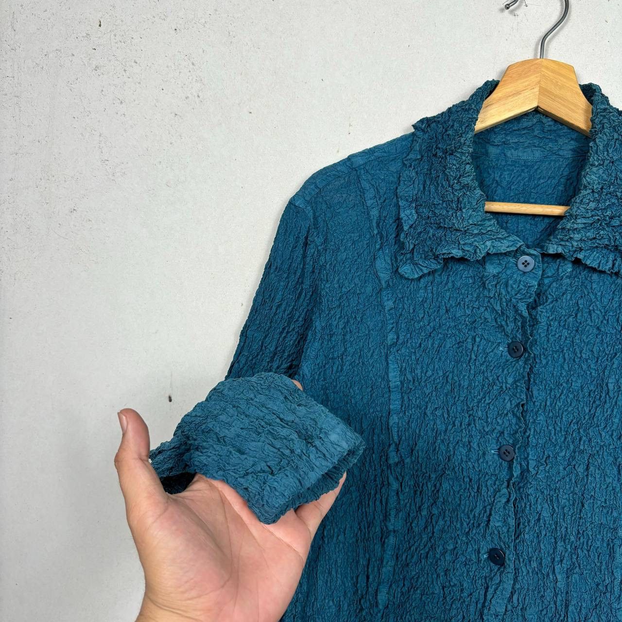 Issey Miyake Issey Miyake Me Cauliflower Pleated Jacket Teal Blue M ML166 Size M / US 6-8 / IT 42-44 - 6 Thumbnail