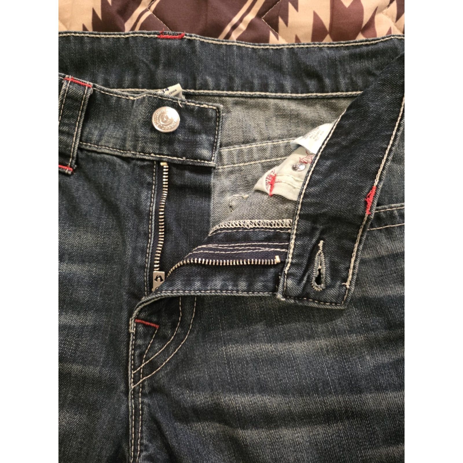 True Religion True Religion Jeans Men's Size 34 Straight Flap Pocket Blue NICE EUC Size US 35 - 7 Thumbnail
