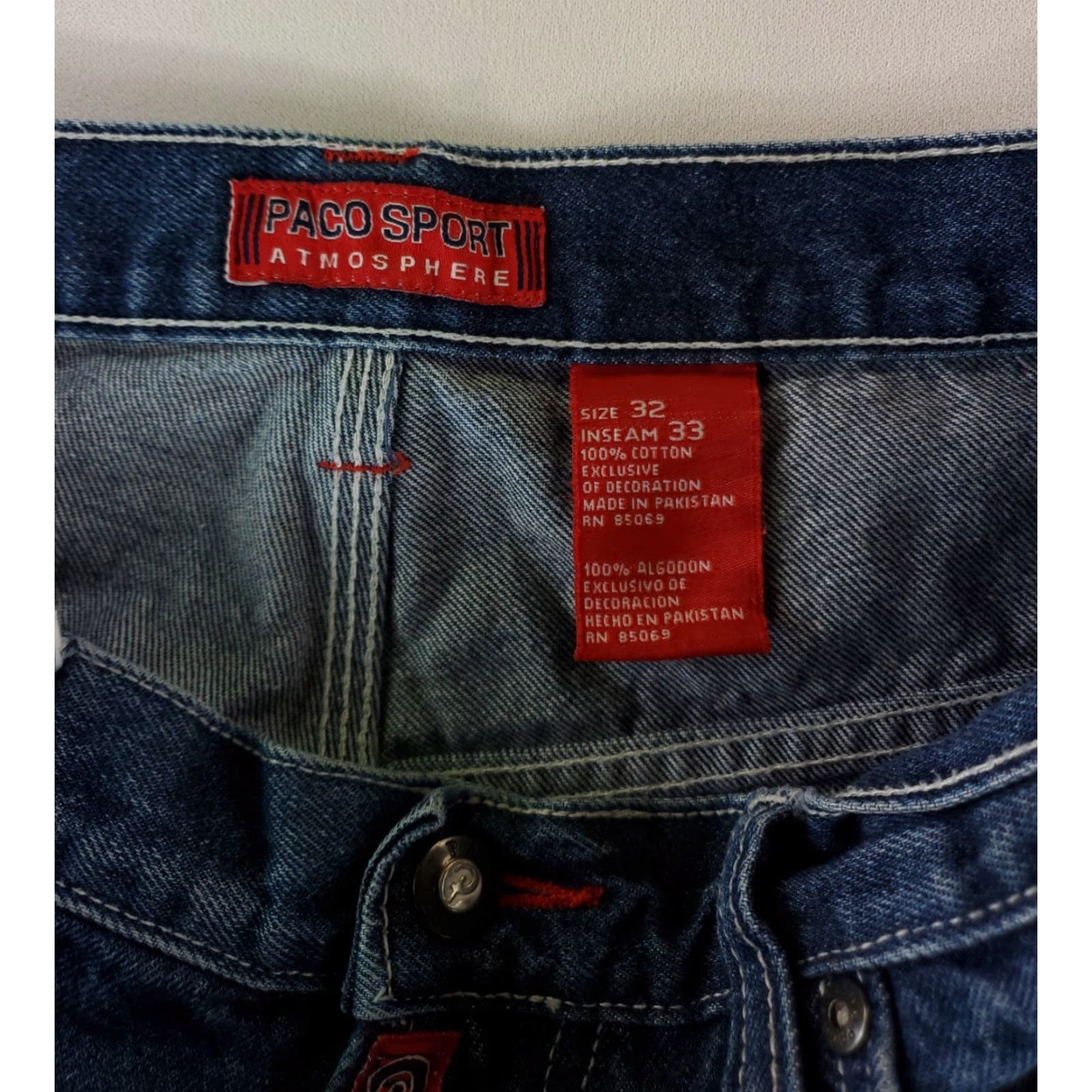 Vintage PACO Jeans Sport Atmosphere Carpenter Mens 34 Waist 32 Inseam Blue Wide-Leg Pants Mens 34x32 Actual AS IS Size US 34 / EU 50 - 4 Thumbnail