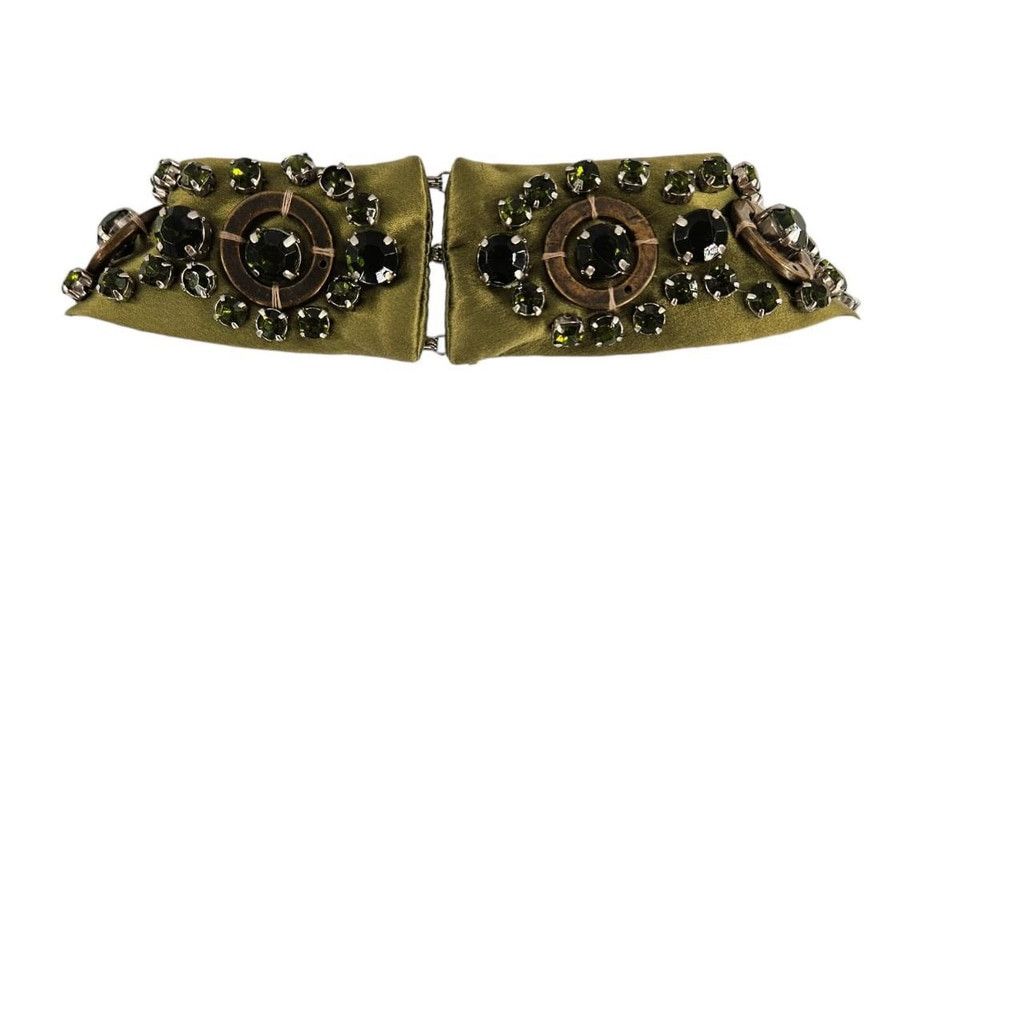 The Unbranded Brand Carmen Marc Valvo Olive Halter Neck Jeweled Bandage Dress Size M / US 6-8 / IT 42-44 - 6 Thumbnail
