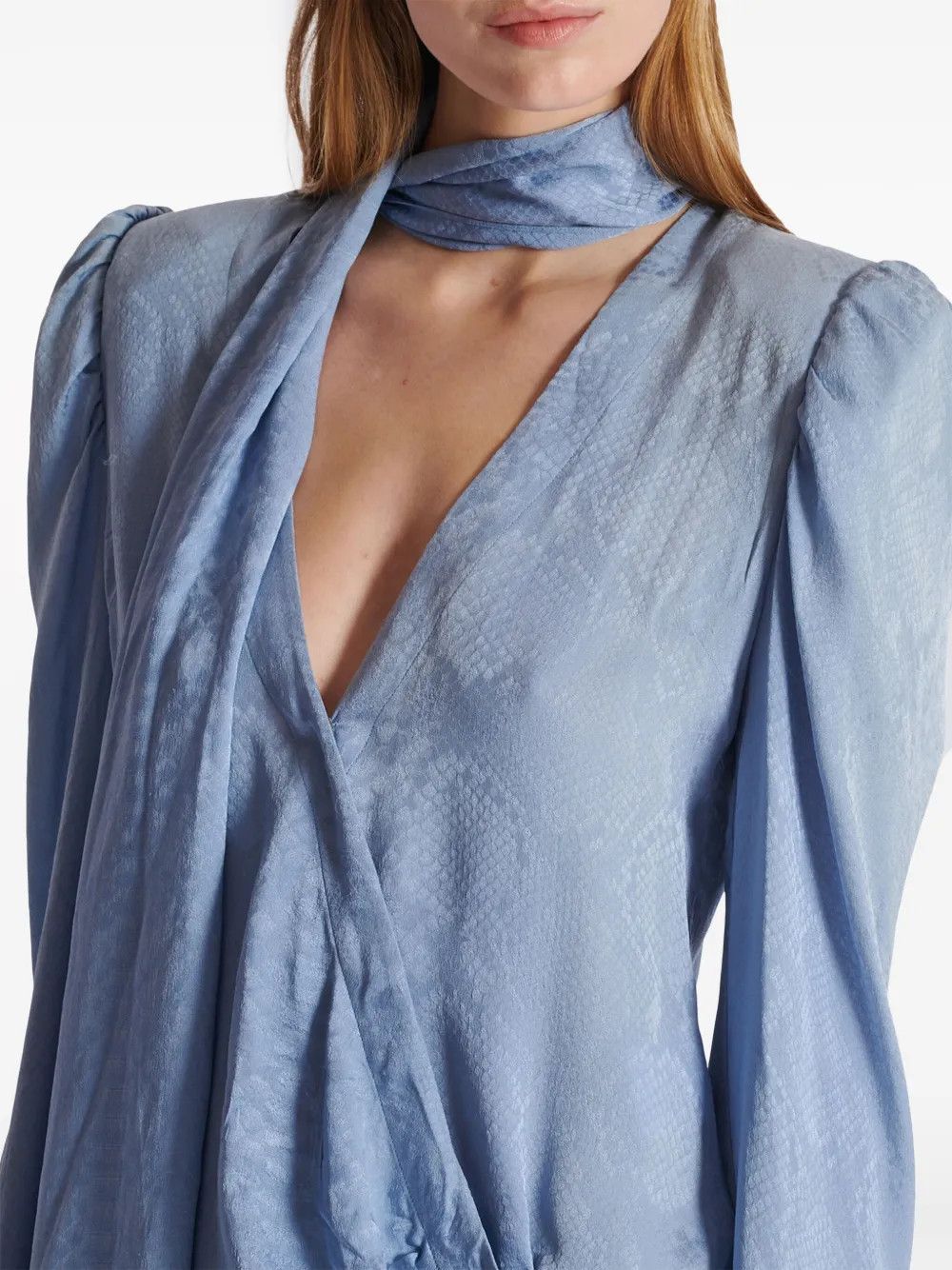 Balmain o1s1wg110825 Snakeskin Print Silk Minidress in Blue Size M / US 6-8 / IT 42-44 - 5 Thumbnail