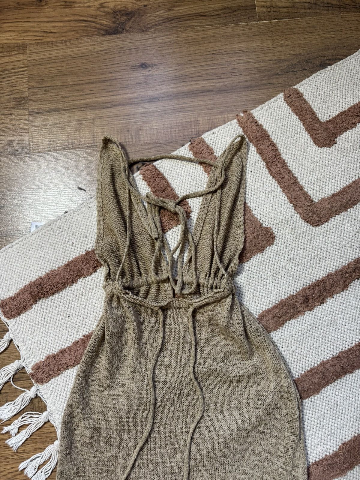 Vintage ISSEY MIYAKE STYLE MESH BEIGE BEACH DRESS Size S / US 4 / IT 40 - 6 Thumbnail