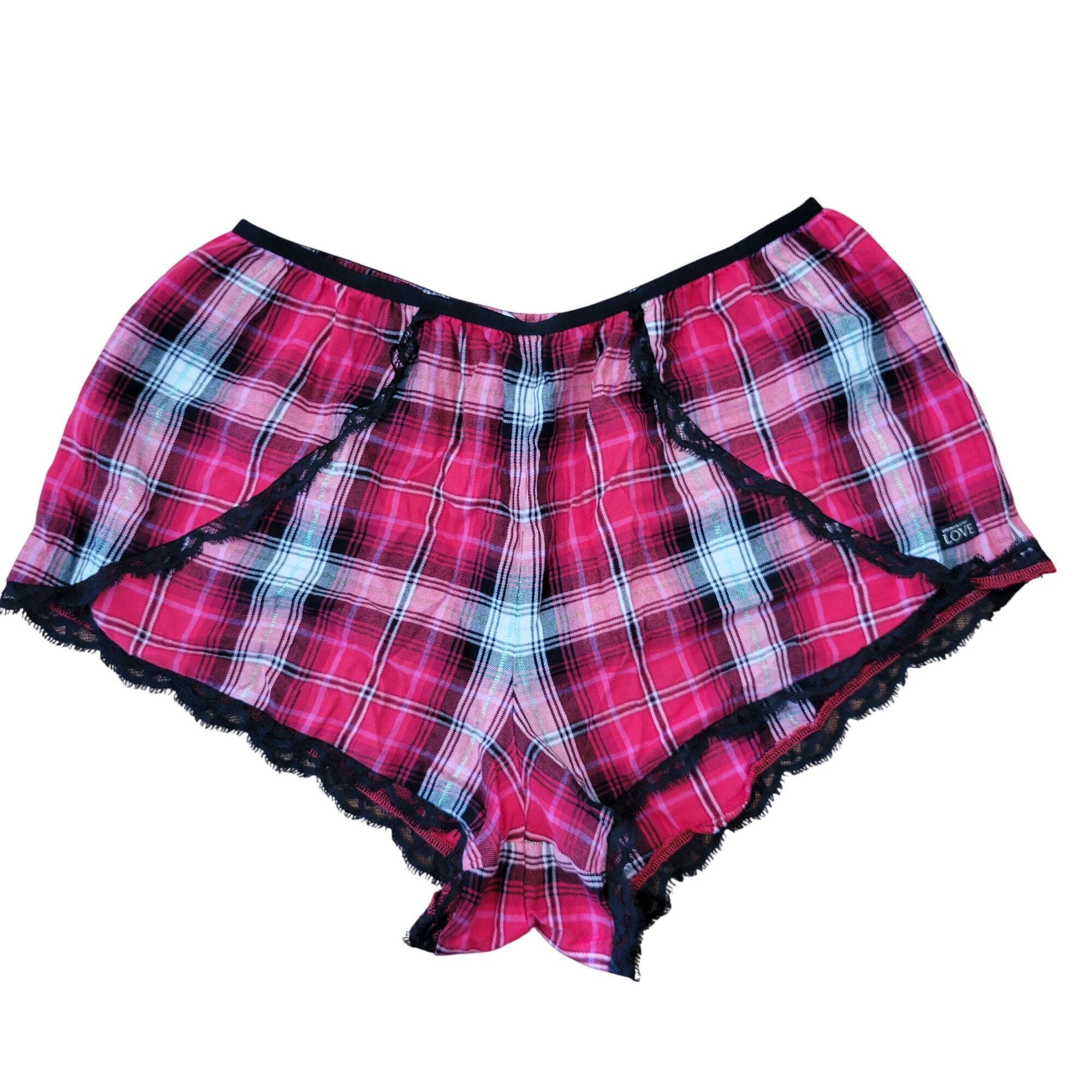 Victoria's Secret Victorias Secret L Red Plaid 2 Piece Pajama Set Lace Trim Sh Size L / US 10 / IT 46 - 5 Thumbnail