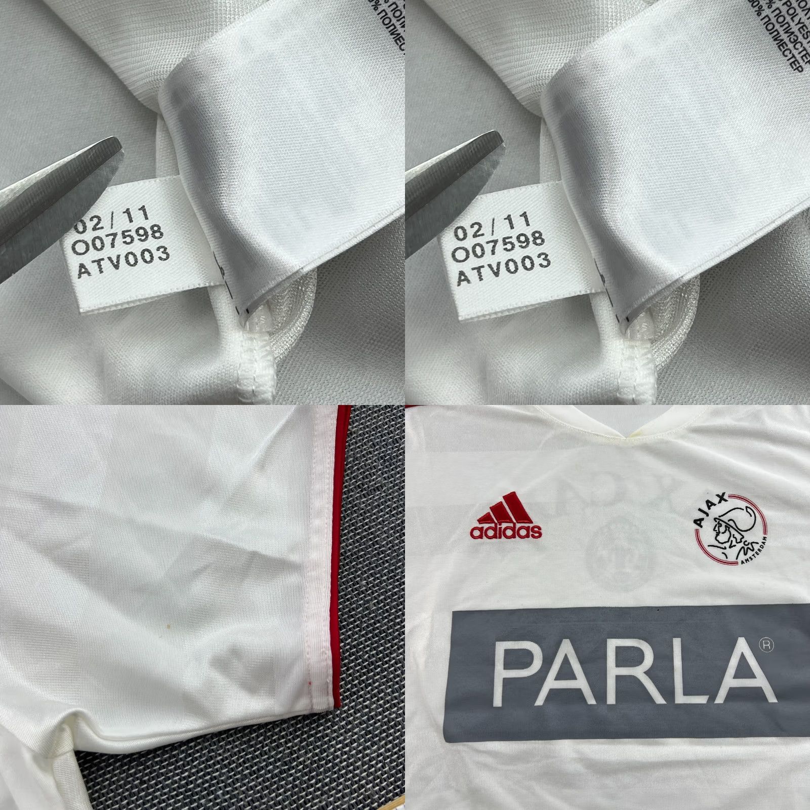 Adidas Ajax Amsterdam 2011 Training Drill Football Jersey Mens XS Adidas White Shirt Size US XS / EU 42 / 0 - 8 Thumbnail
