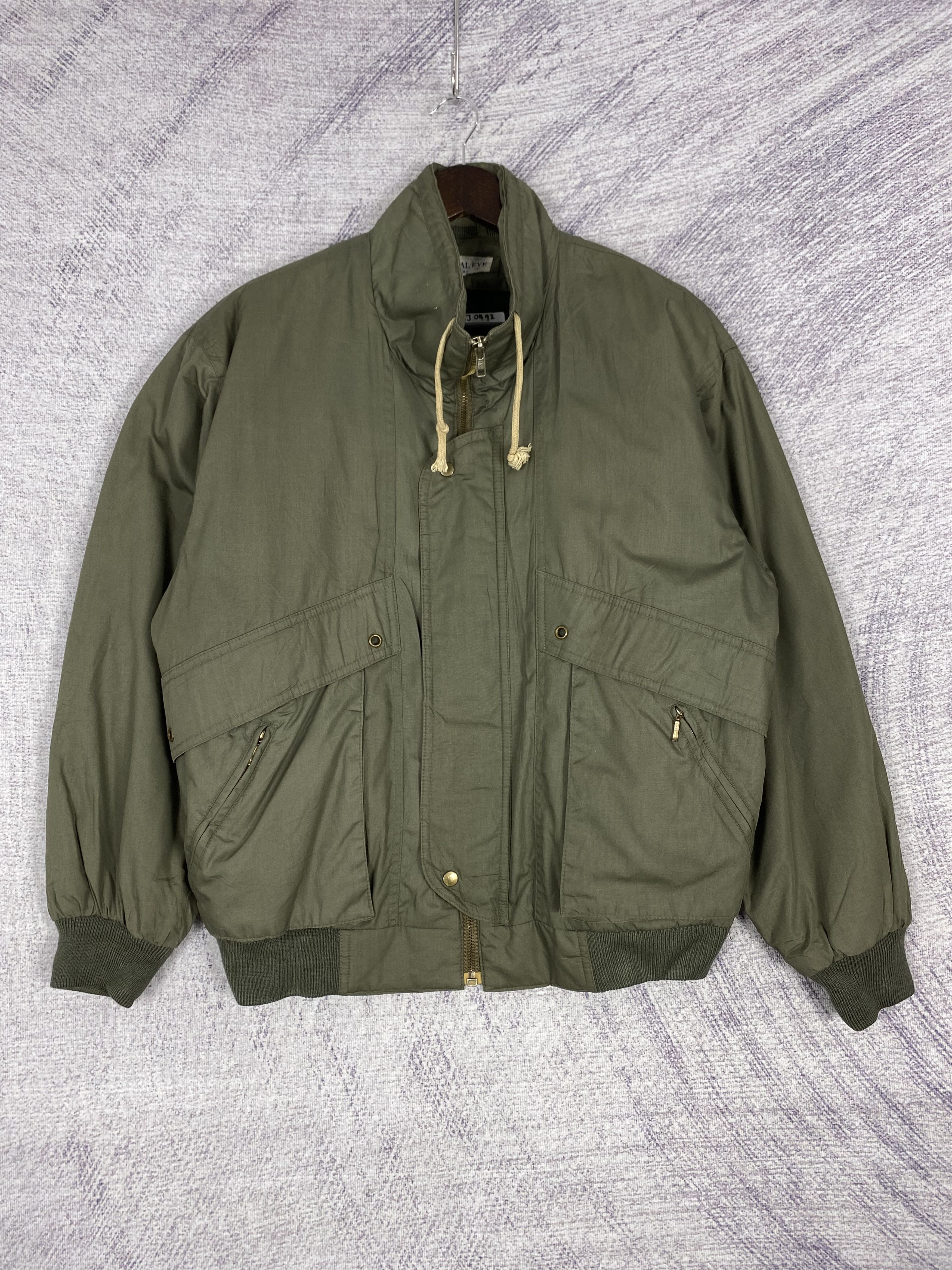 Vintage Global Eye Fleece Lining Full Zip Bombers Jacket