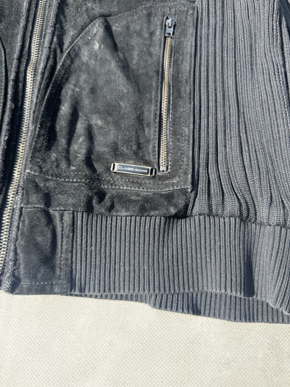 Roberto Cavalli Roberto Cavalli Class Knit&Leather Zip Sweater Jacket Size US L / EU 52-54 / 3 - 8 Thumbnail