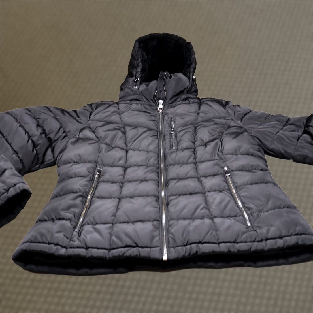 Calvin Klein Calvin Klein Jacket Women L Black Quilted Puffer Faux Fur Lined Winter Coat Zip Pocket Casu al – Men? Size L / US 10 / IT 46 - 1 Thumbnail