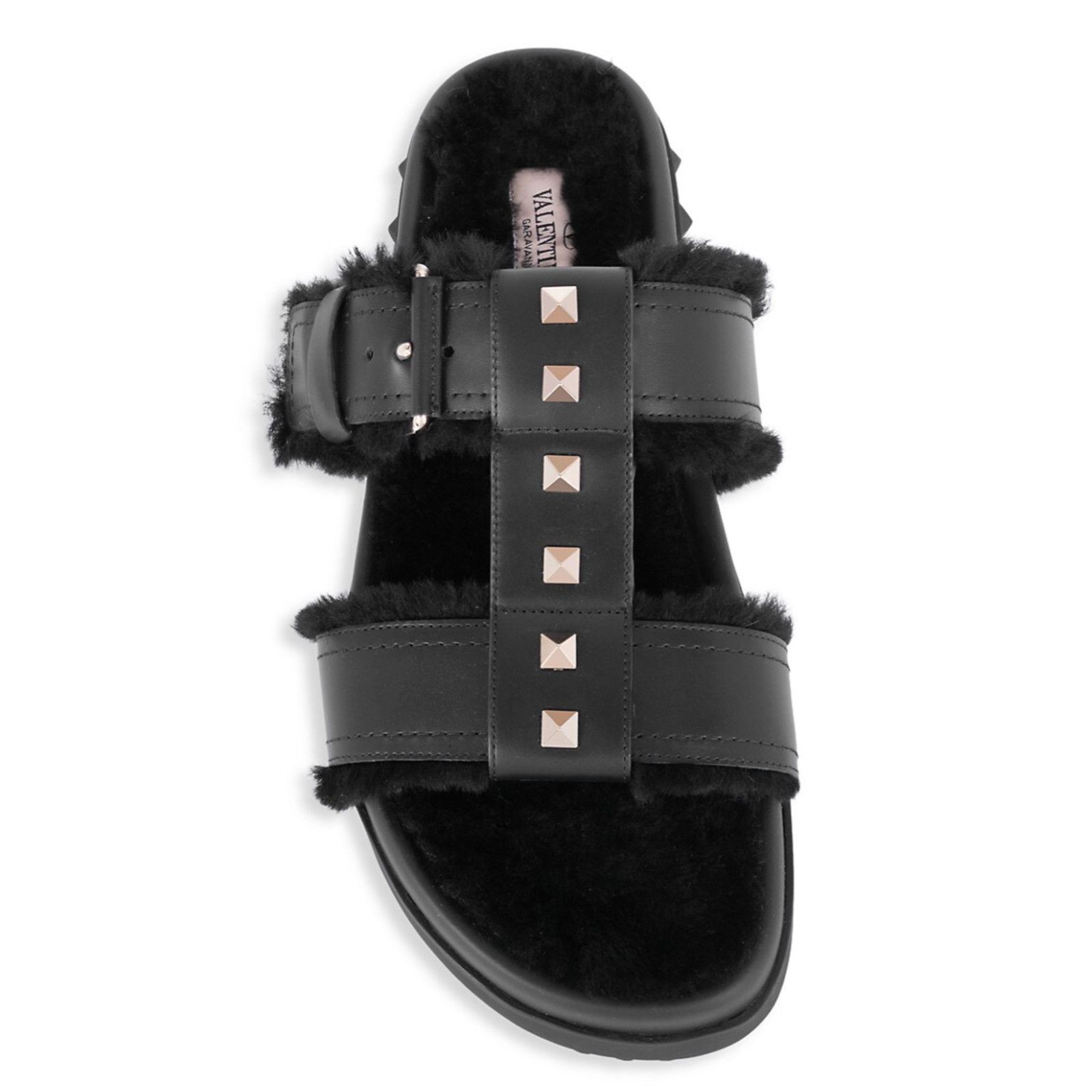 Valentino Valentino Rockstud Black Shearling Fur Caged Mule Slip On Size US 6 / IT 36 - 6 Thumbnail