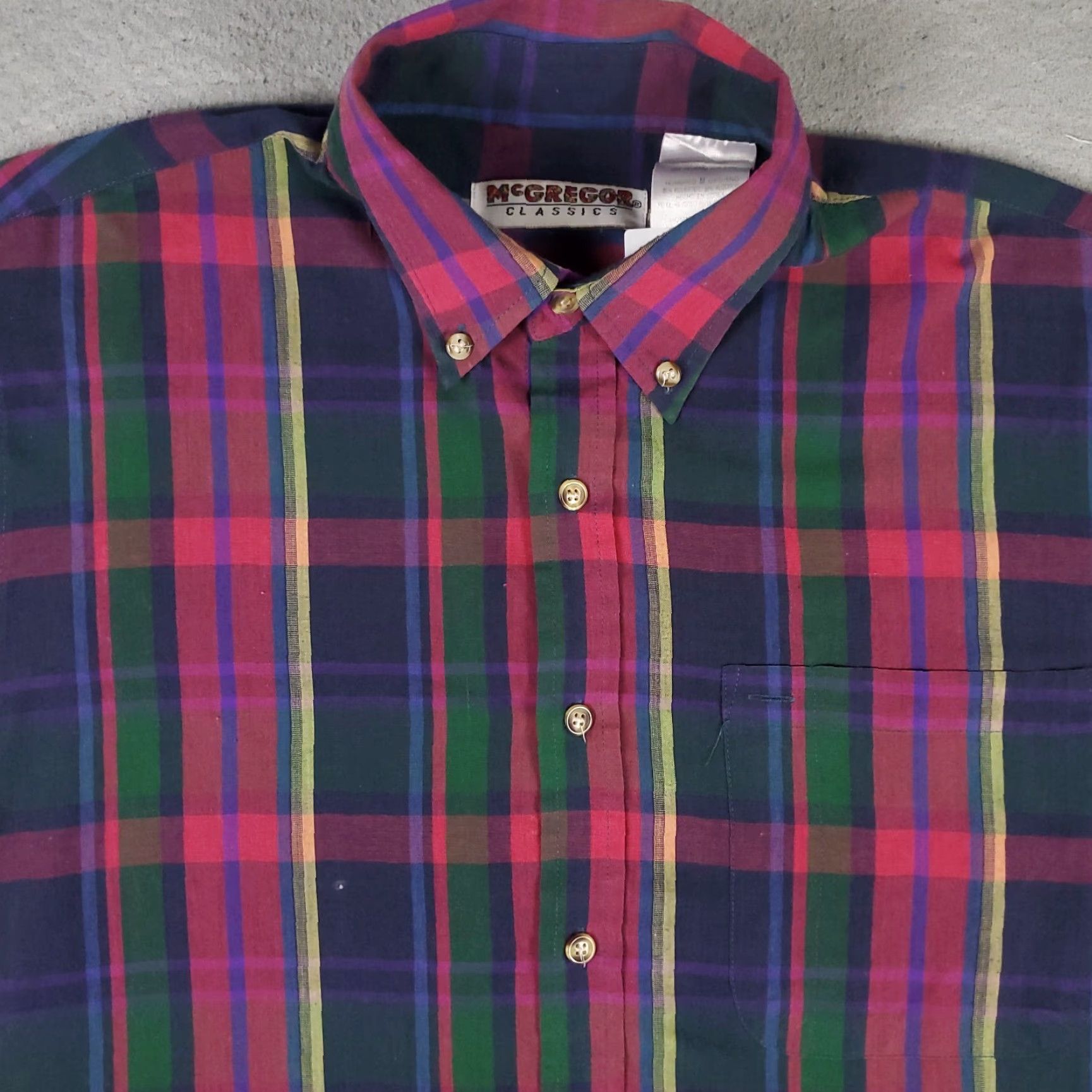 McGregor McGregor Shirt Mens M Red Plaid Vintage Button-Up Long Sleeve Collar-Down, Button, Logo, Cotton Blend, Classic American Style, Mens Size US M / EU 48-50 / 2 - 2 Thumbnail