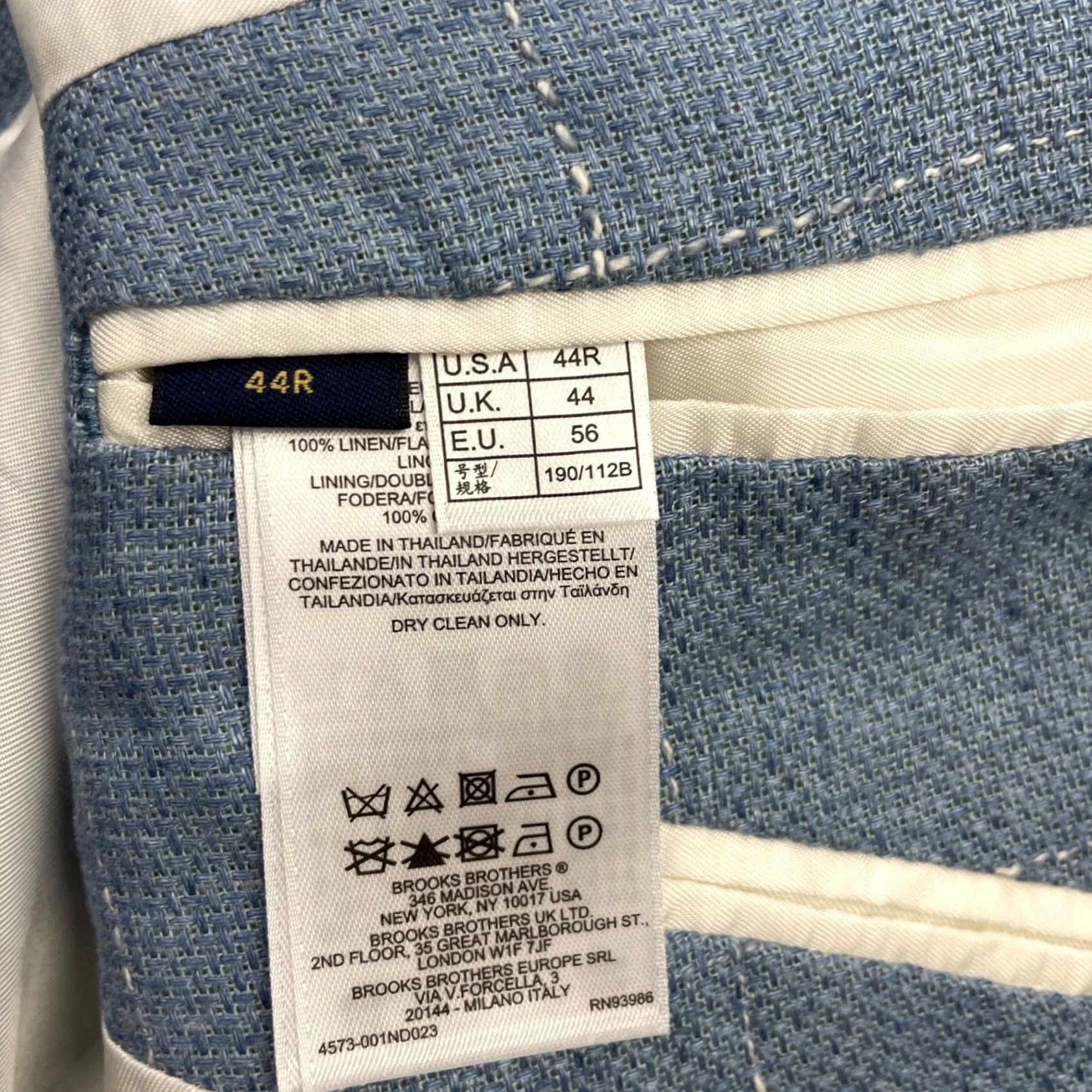 Brooks Brothers Brooks Brothers Men's Regent Linen Blazer Blue Windowpane Plaid • 44R Jacket Blazer Two-Button Short NOTCH Lapel Regular Fit Mens Size 44R - 7 Thumbnail