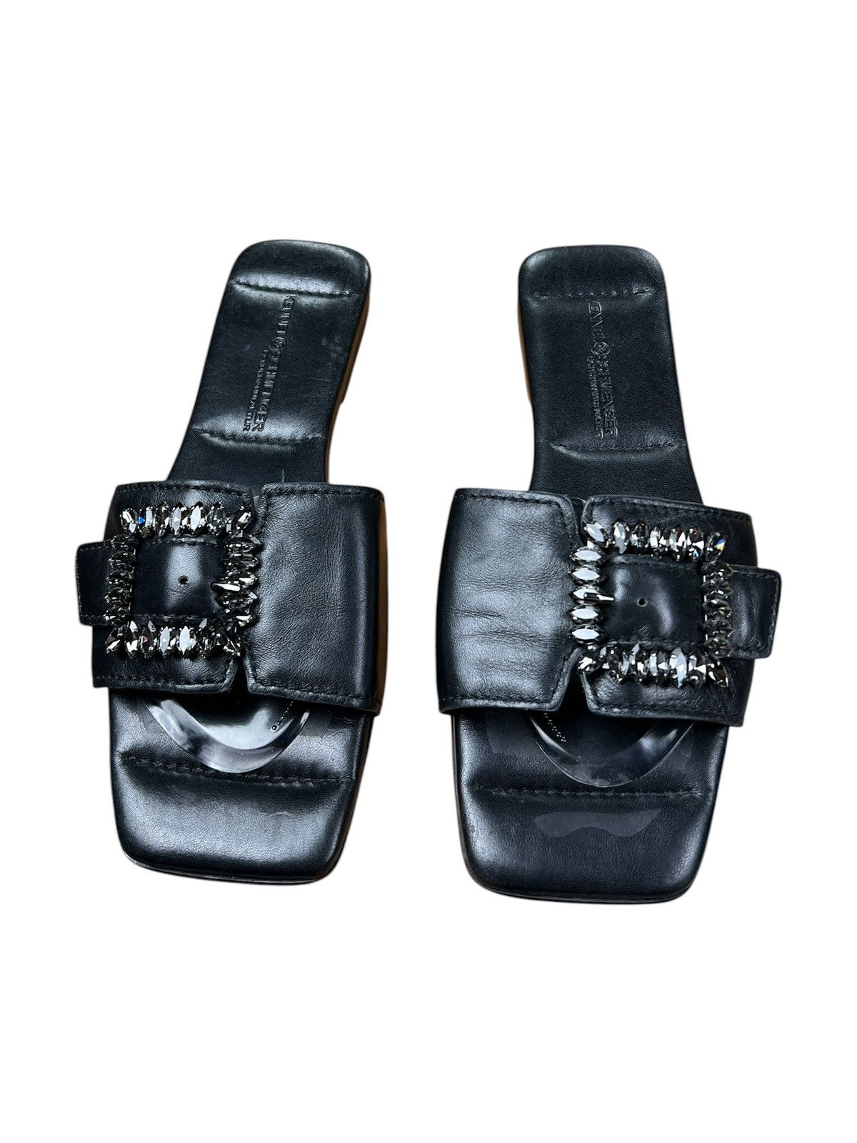 Other Kennel & Schmenger Black Leather Crystal Buckle Mules Size US 10 / IT 40 - 2 Thumbnail
