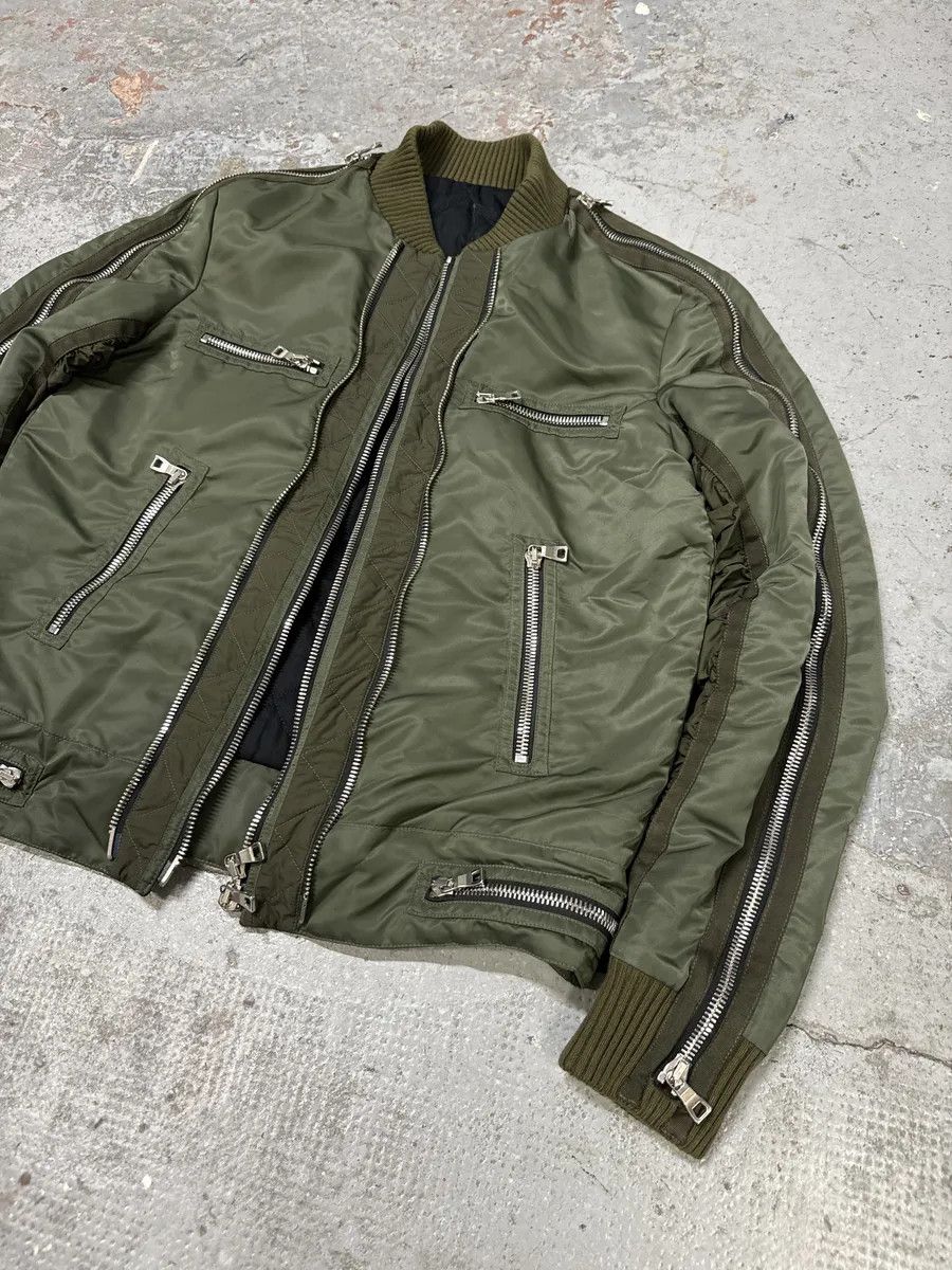 Balmain 2010s Balmain Multi Zips Aviator Green Bomber Jacket Size US M / EU 48-50 / 2 - 7 Thumbnail