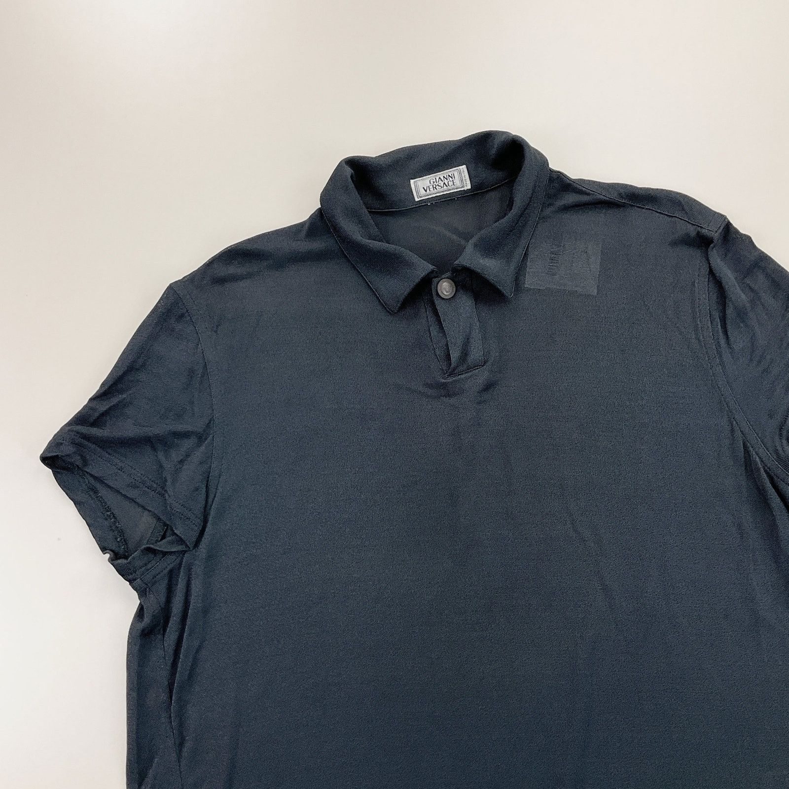 Versace Gianni Versace 80s Net Polo Shirt - Large mens grey desinger Size US L / EU 52-54 / 3 - 2 Thumbnail