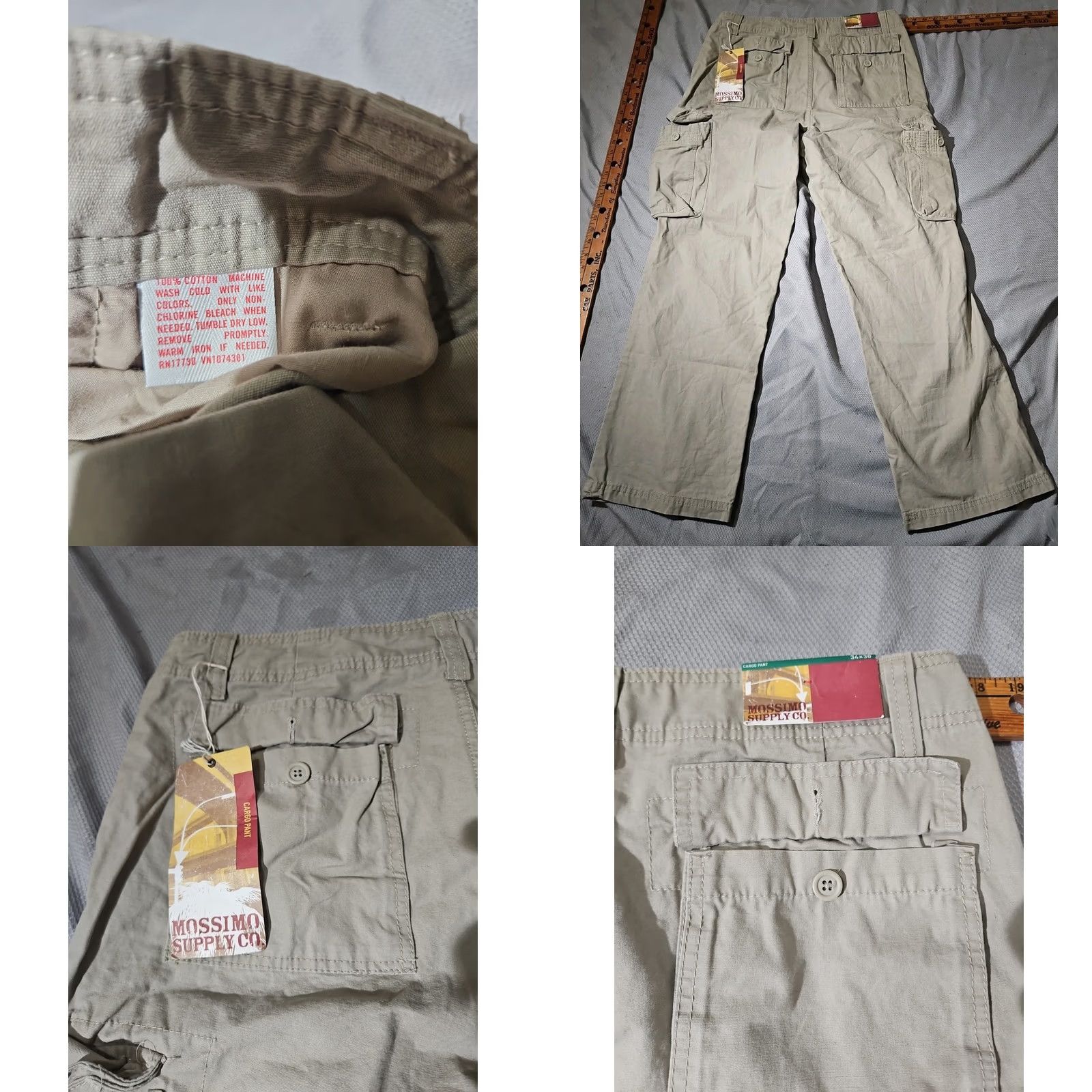 Mossimo NWT Mossimo Vintage Beige Cargo Pants - Mens 34x30 Y2k Style Flap Pockets - Low Rise Knit Size US 34 / EU 50 - 9 Thumbnail