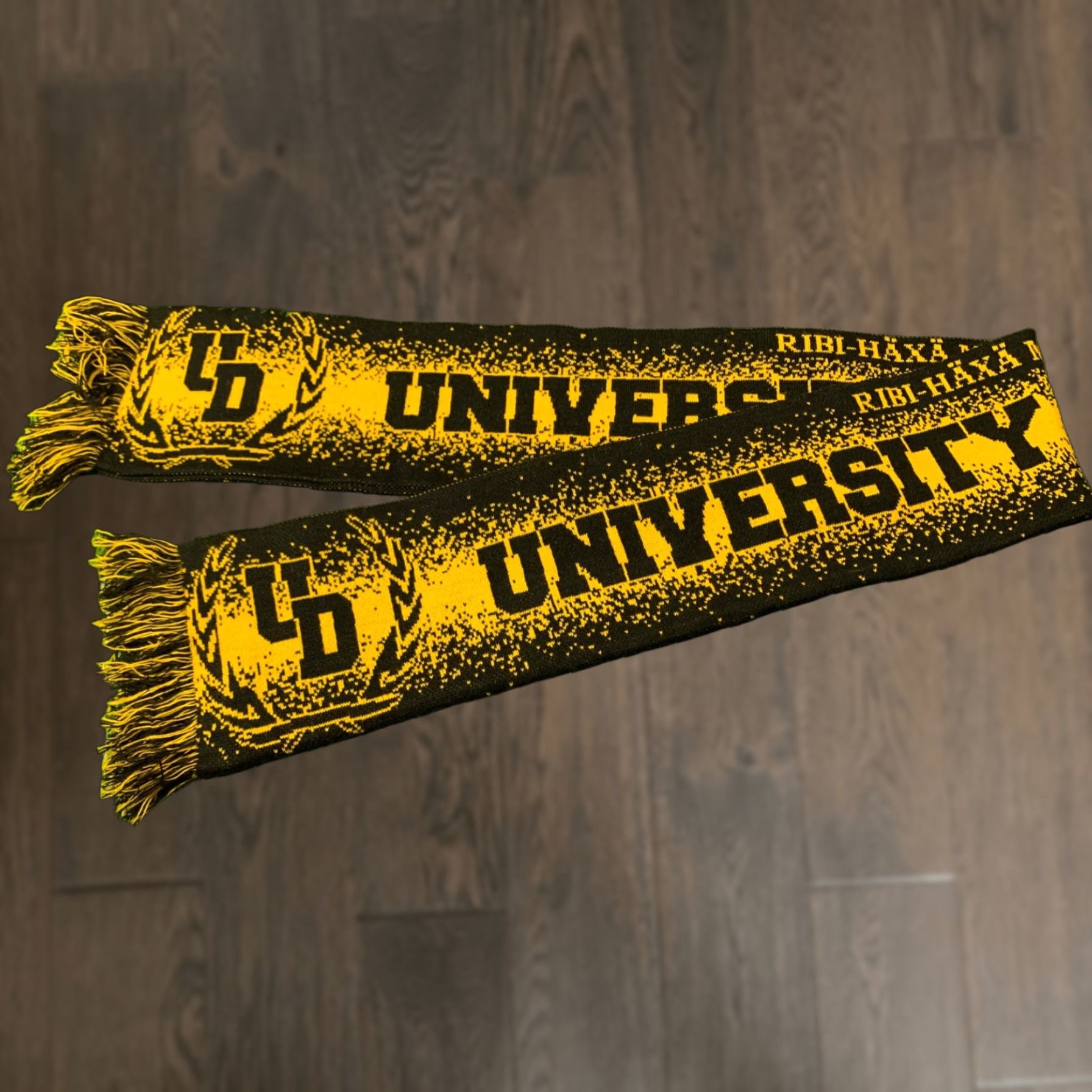 Vintage UNIVERSITY OF DALLENWIL UD SCARF One Size Mens Black Yellow Size ONE SIZE - 1 Thumbnail
