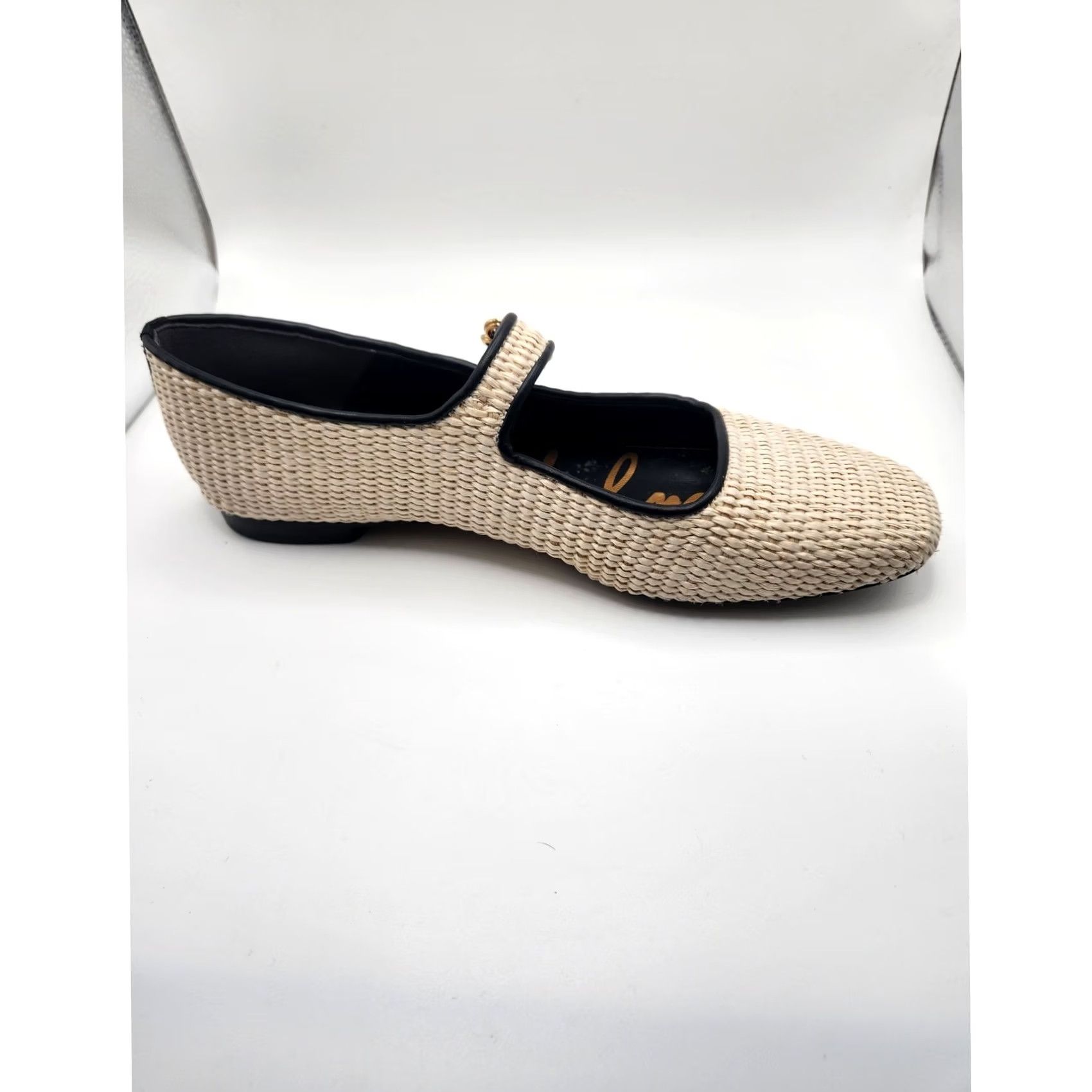 Sam Edelman Sam Edelman Michaela Flats Mary Jane Woven Raffia Beige Womens 9 Square Toe Buckle Strap Leather Trim Leather Insole Flat Size US 9 / IT 39 - 2 Thumbnail