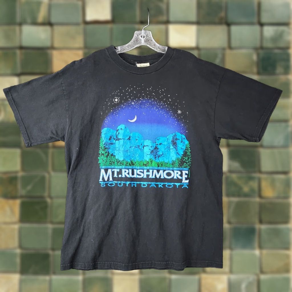 FRED VINTAGE FRED HARVEY Mt. Rushmore T-Shirt Mens XL Black Short Sleeve Graphic Tee Size US 36 / EU 52 - 1 Thumbnail