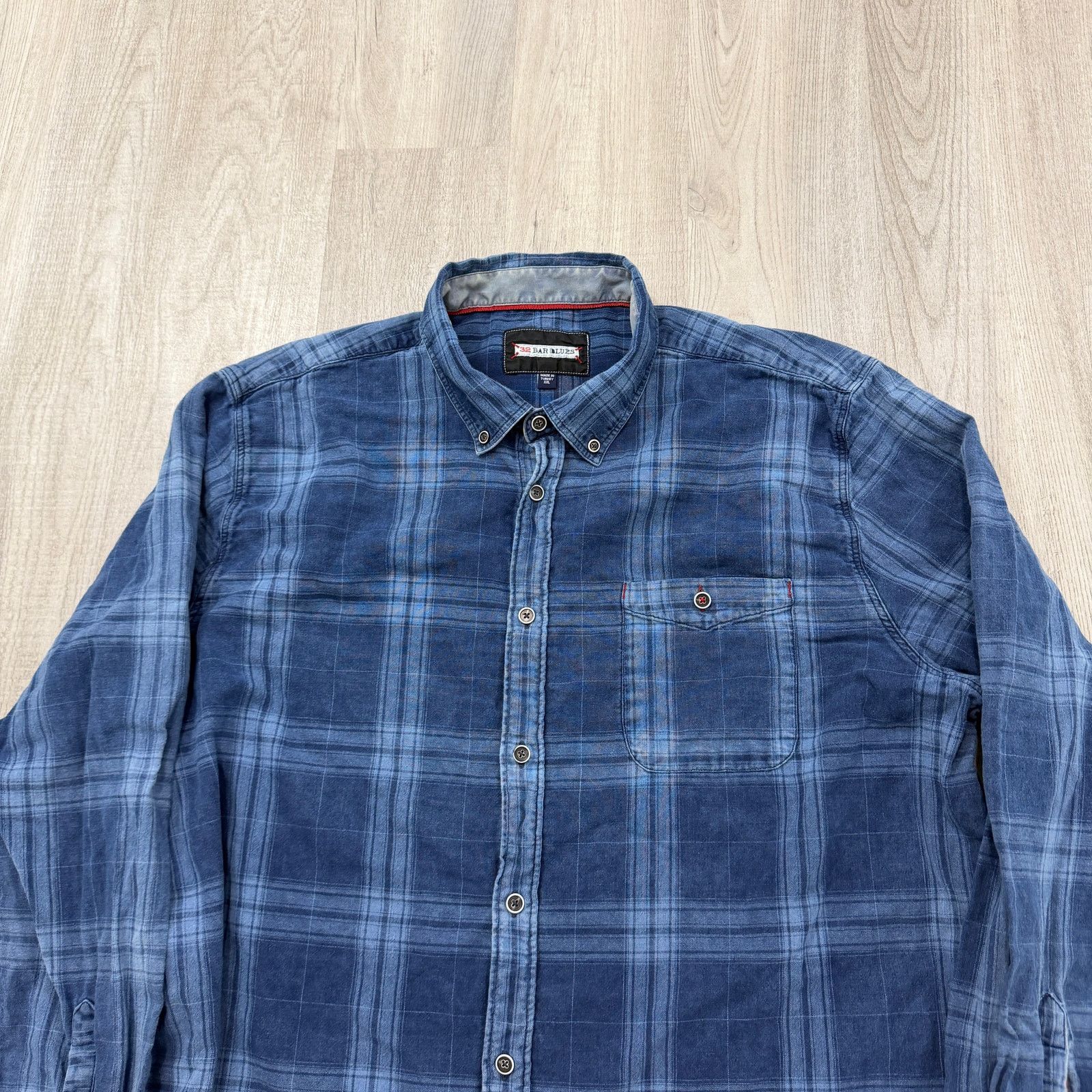 Vintage 32 Bar Blues Button Down Shirt Men's 2XL Blue Plaid Preppy Size US XXL / EU 58 / 5 - 2 Thumbnail