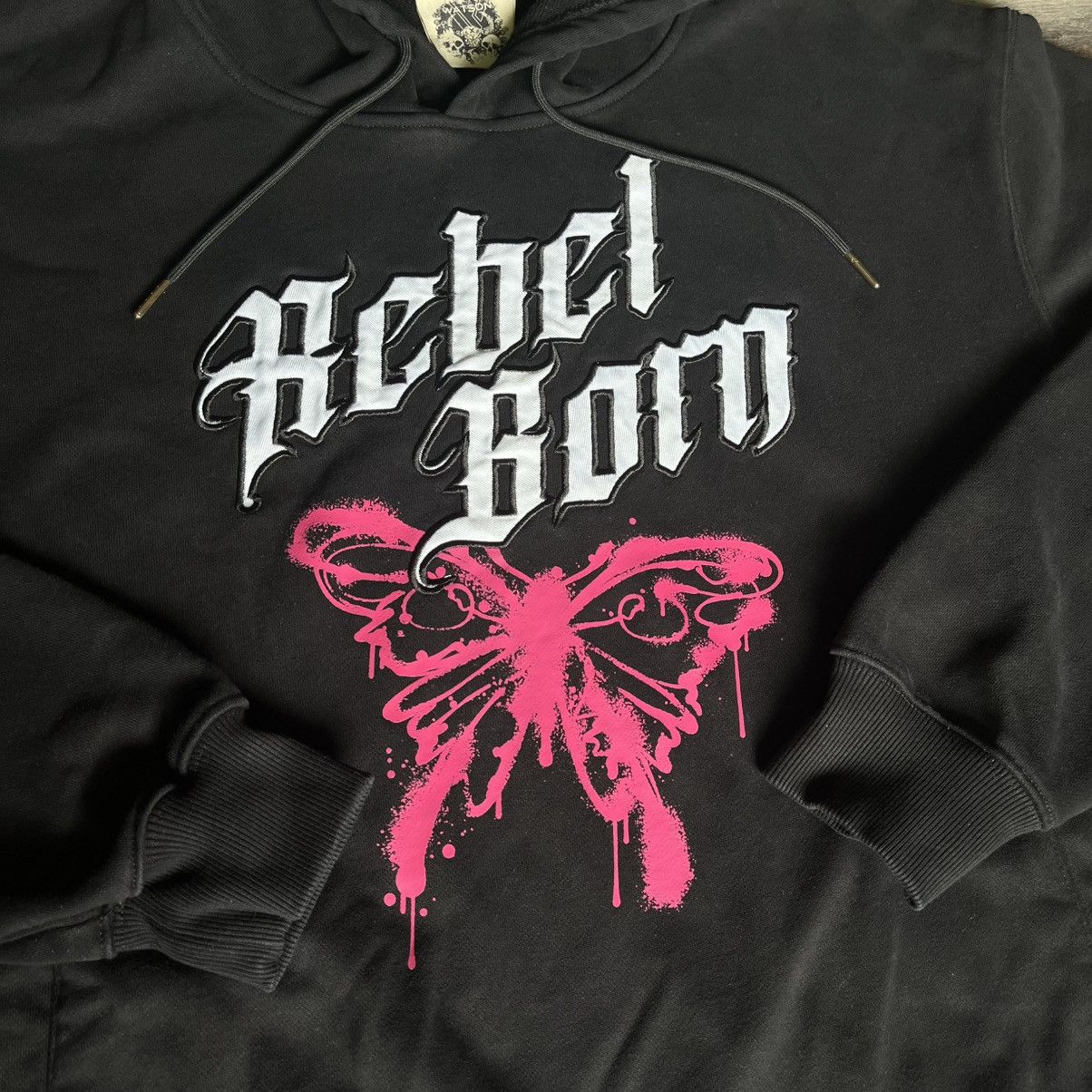 Vintage Watson Studios Worldwide Apparel Rebel Born Butterfly Hoodie Size US XL / EU 56 / 4 - 3 Thumbnail
