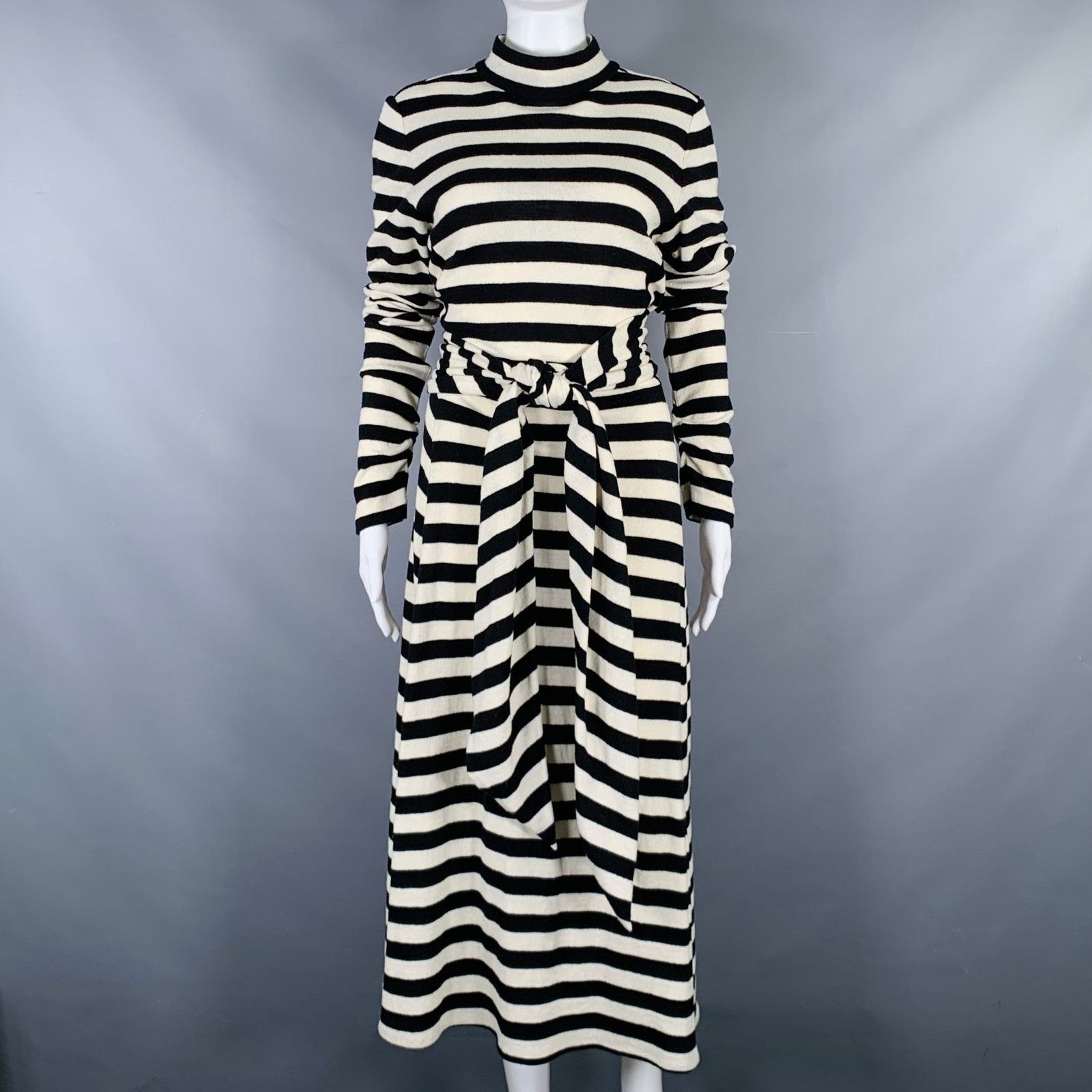 Marc Jacobs Size 6 Black White Wool Nylon Stripe Belted Dress Size M / US 6-8 / IT 42-44 - 1 Thumbnail