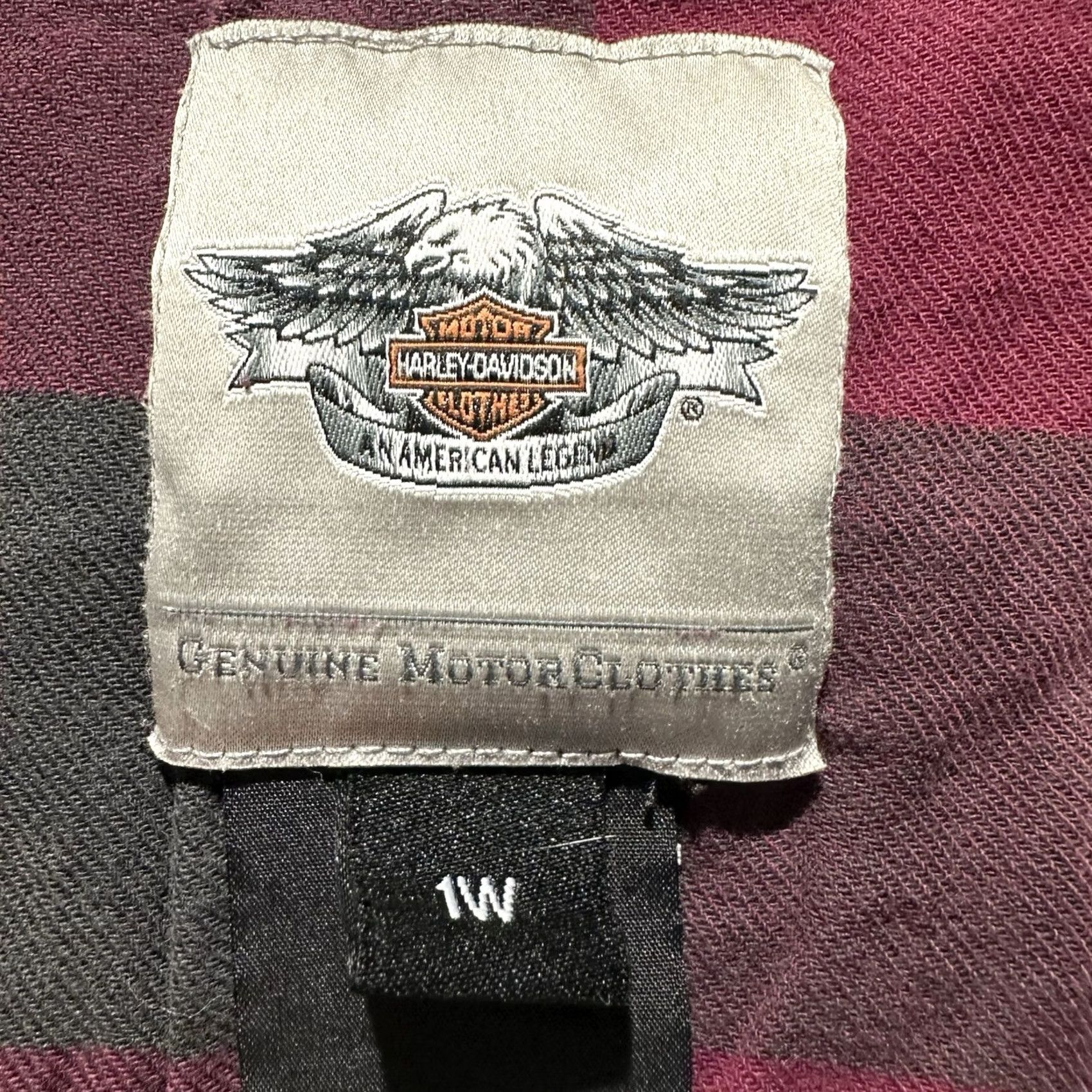 Harley Davidson Harley-Davidson Shirt Womens 1W Burgundy Plaid Snap Up Button Up Moto EUC Motorcycle Size XL / US 12-14 / IT 48-50 - 7 Thumbnail