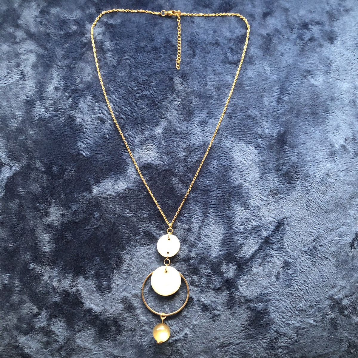 Handmade Handcrafted vintage cat eye mother of pearl drop necklace Size ONE SIZE - 5 Thumbnail