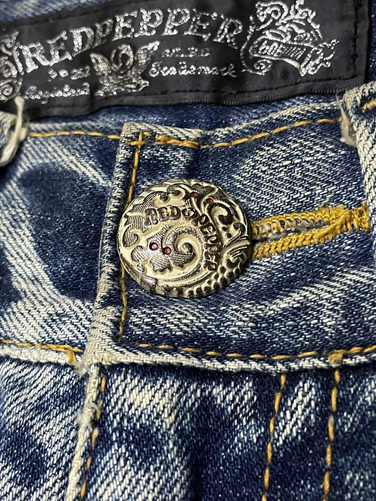 If Six Was Nine × LOWBOX × Le Grande Bleu (L.G.B.) Red Papper Japan Feather Wings Embellish Shatter Glass Jeans Size US 30 / EU 46 - 12 Thumbnail