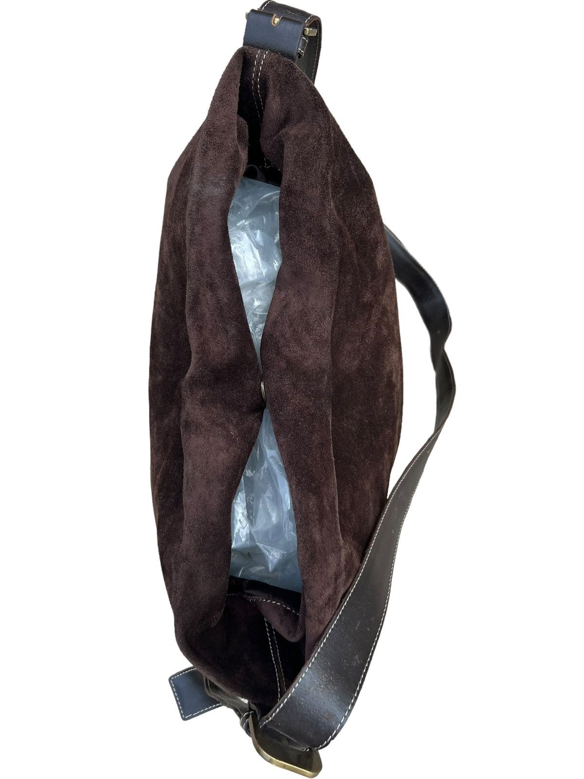 Leather × Vintage Vintage MaxMara Brown Suede Leather Large Shoulder Bag Size ONE SIZE - 15 Thumbnail