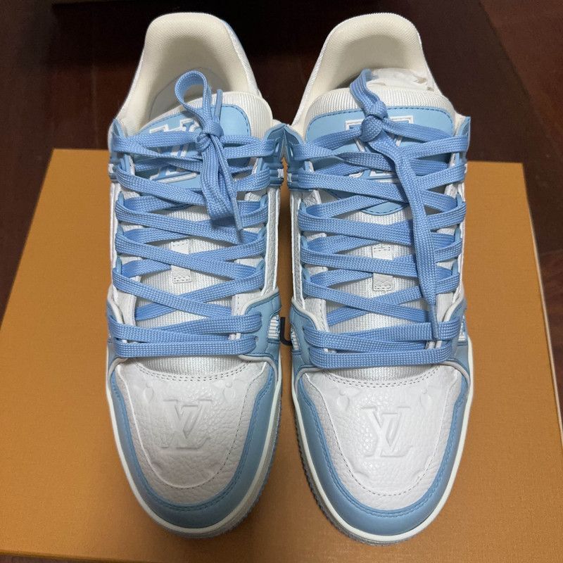 Louis Vuitton Louis Vuitton Blue and White Low-top Trainers -2508 Size US 8 / EU 41 - 2 Thumbnail